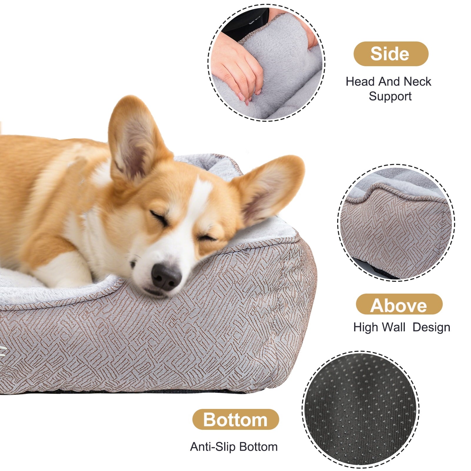 Dog Bed Washable Pet Bed, Anti Anxiety Cat Bed &amp; Sofa, Cute Plush Dog Mat for Small Dog
