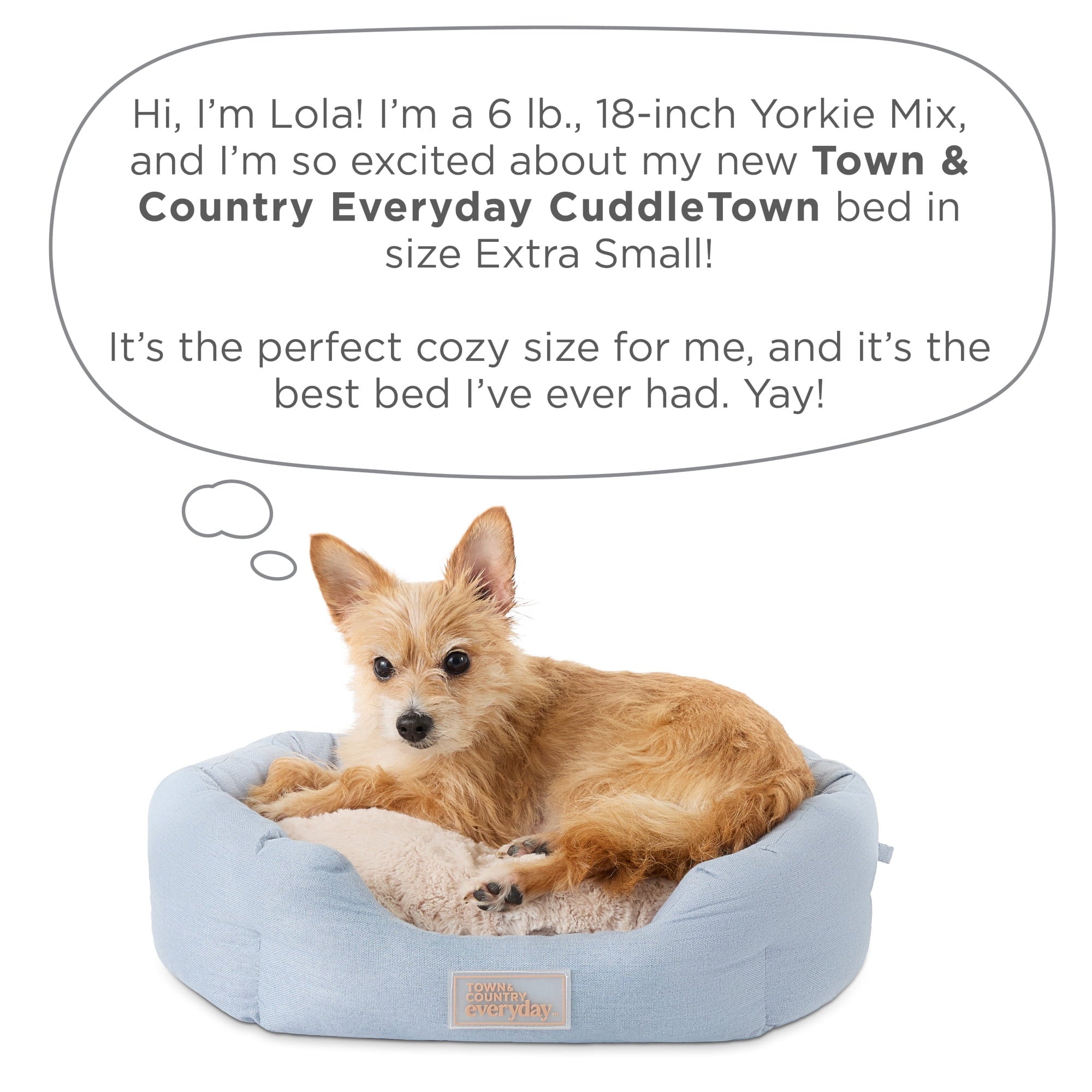 TOWN &amp; COUNTRY EVERYDAY CuddleTown Faux Linen Comfy Cuddler Pet Bed, Supportive &amp; Egg Crate Foam, Water Repellent, Bottom, Cover, Grey, Medium 28"x26"x8"