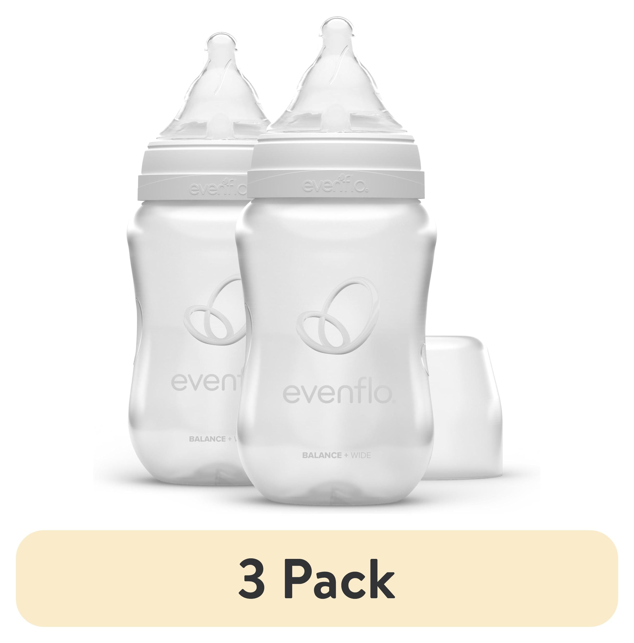 Balance Wide Baby Bottles, Platinum White Color 9oz 2 Count