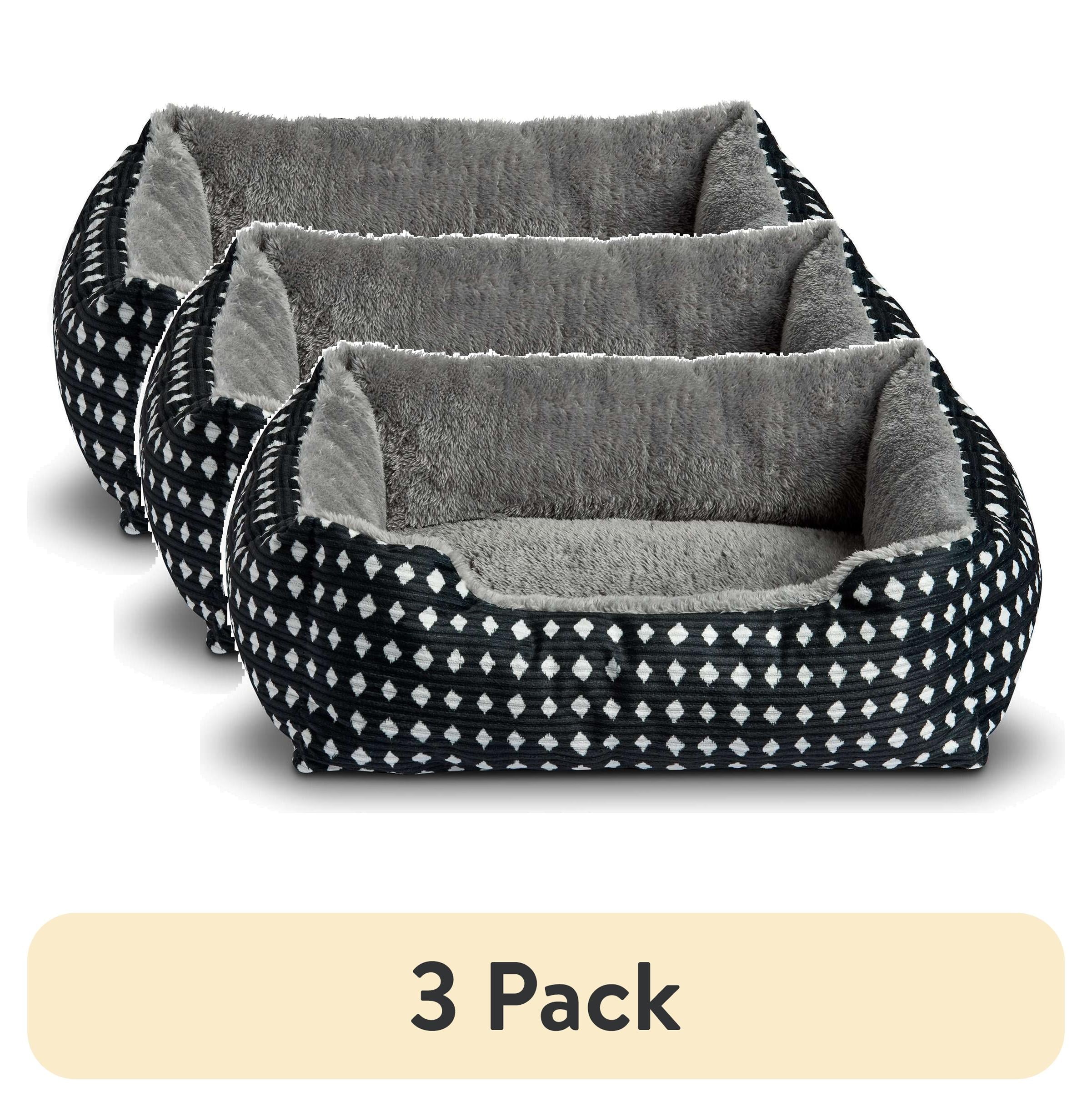 Dog Bed, Cat Bed, Puppy Bed, Plush Cuddle Bed for Small Breeds, 19" x 15",Black &amp; White Diamonds