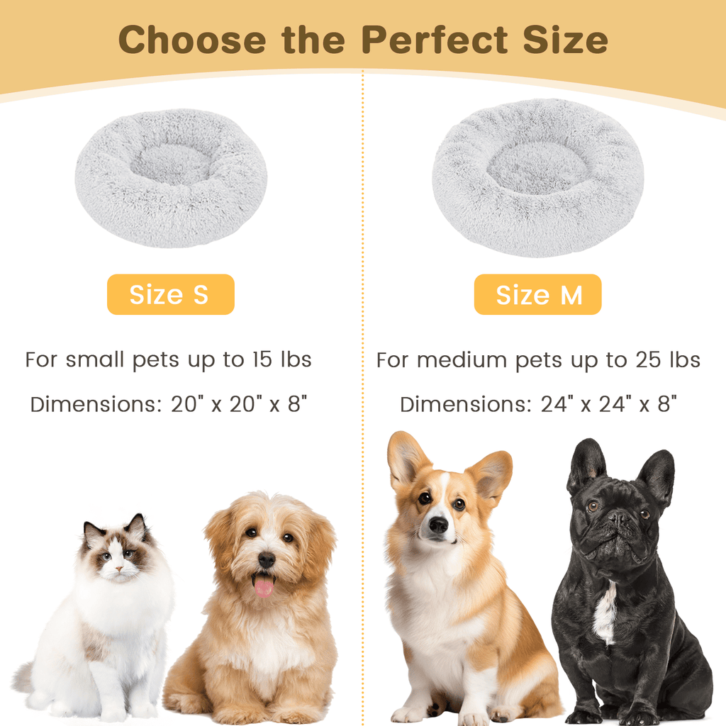 20 Inch Donut Dog Bed for Small Dogs, Round Pet Bed, Washable Dog Bed for Small Medium Dogs and Cats