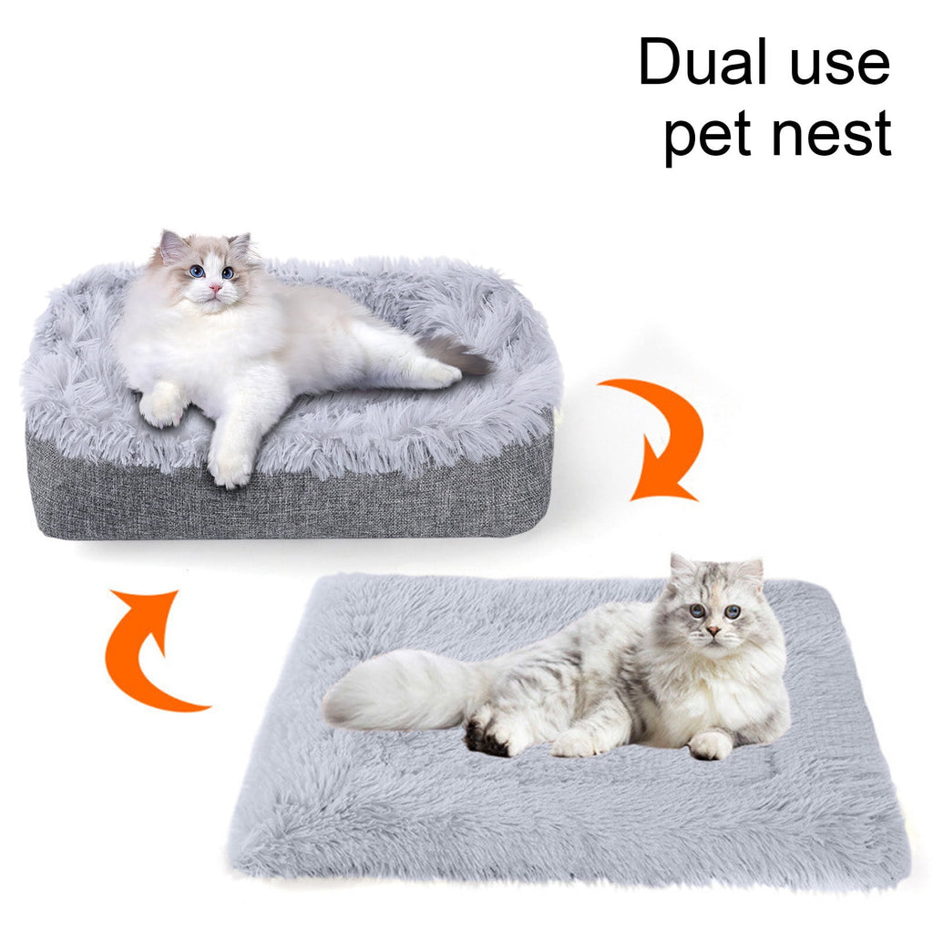 Large Pet Bed for Cat or Dog, Rectangle, 24x20 Inch(Beige)