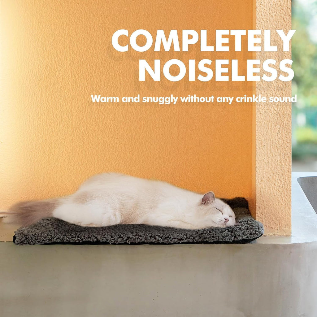Self Warming Cat Bed for Indoor Cats Self Heating Pet Pad with Removable Washable Cover Non Slip Dog Bed for Small Dogs, Gray, 24*18