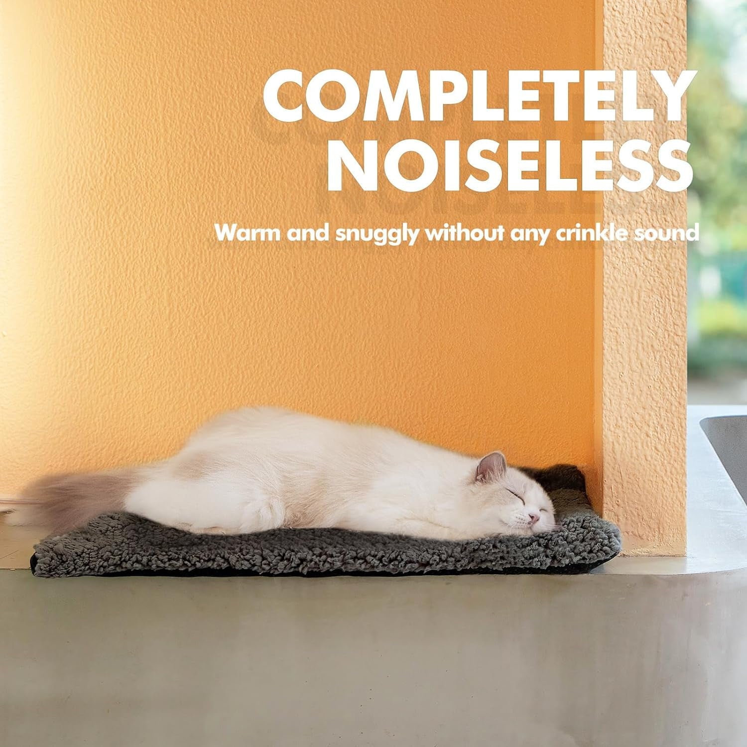 Self Warming Cat Bed for Indoor Cats Self Heating Pet Pad with Removable Washable Cover Non Slip Dog Bed for Small Dogs, Gray, 24*18