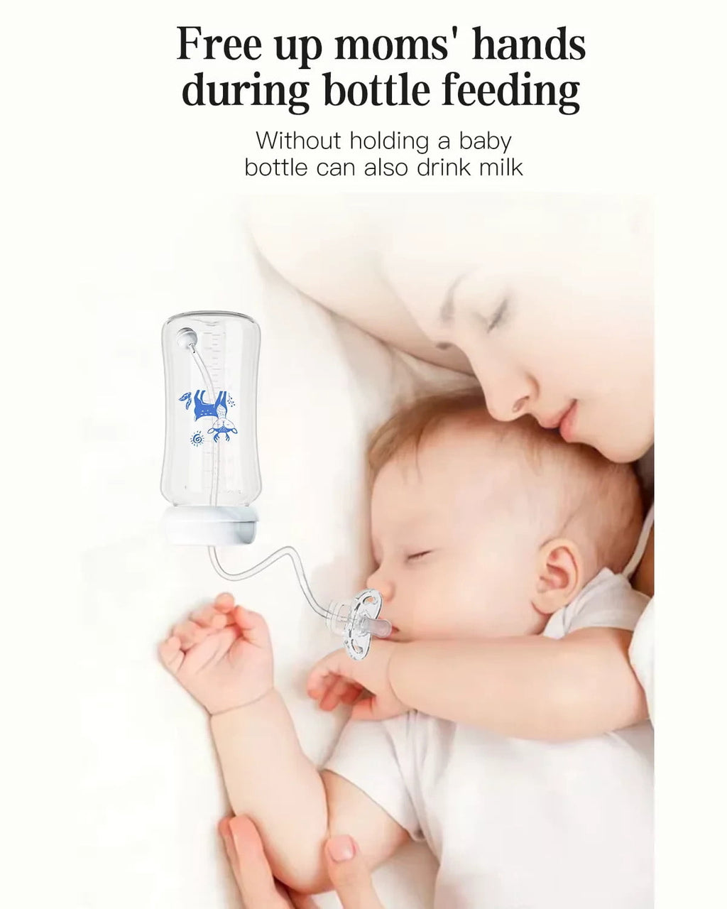 300ml Hands-Free Baby Bottle with Adjustable Stand – Leak-Proof &amp; Self-Feeding Infant Bottle for On-the-Go, Includes Cleaning Brush &amp; Travel Cap