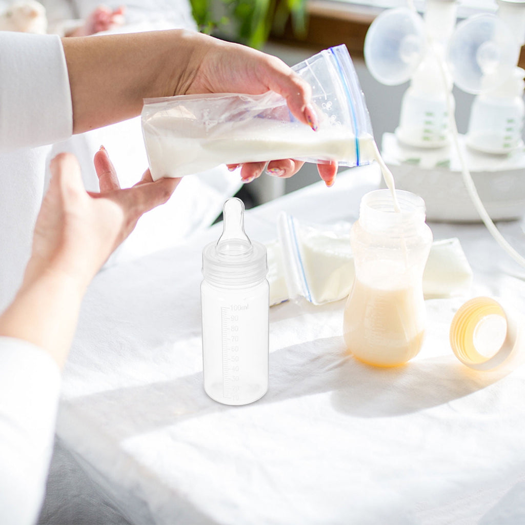 WHAMVOX 10pcs 100ml Disposable Baby Bottles With Scale For Newborns Feeding Clear Milk Bottle Ideal For Travel Breastmilk Storage And Feeding
