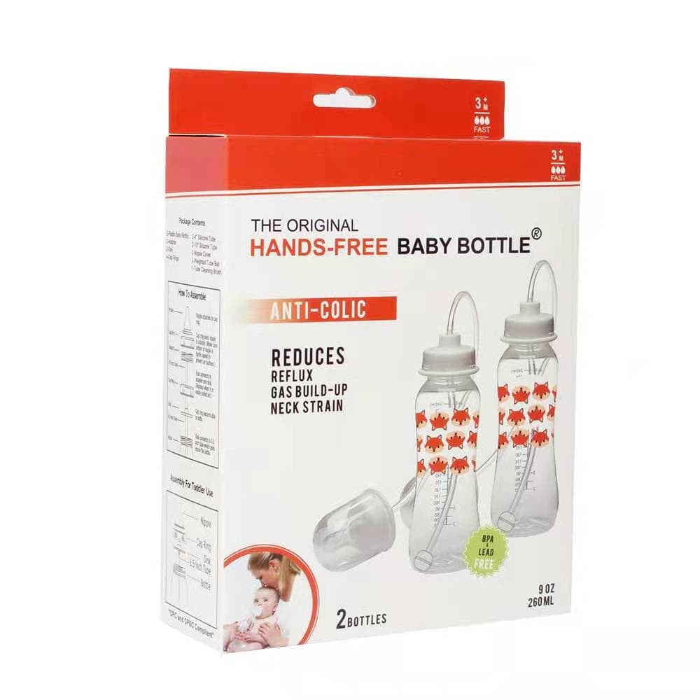 Hands-Free Baby Bottle - Self Feeding System 9 oz (2 Pack - Fox)
