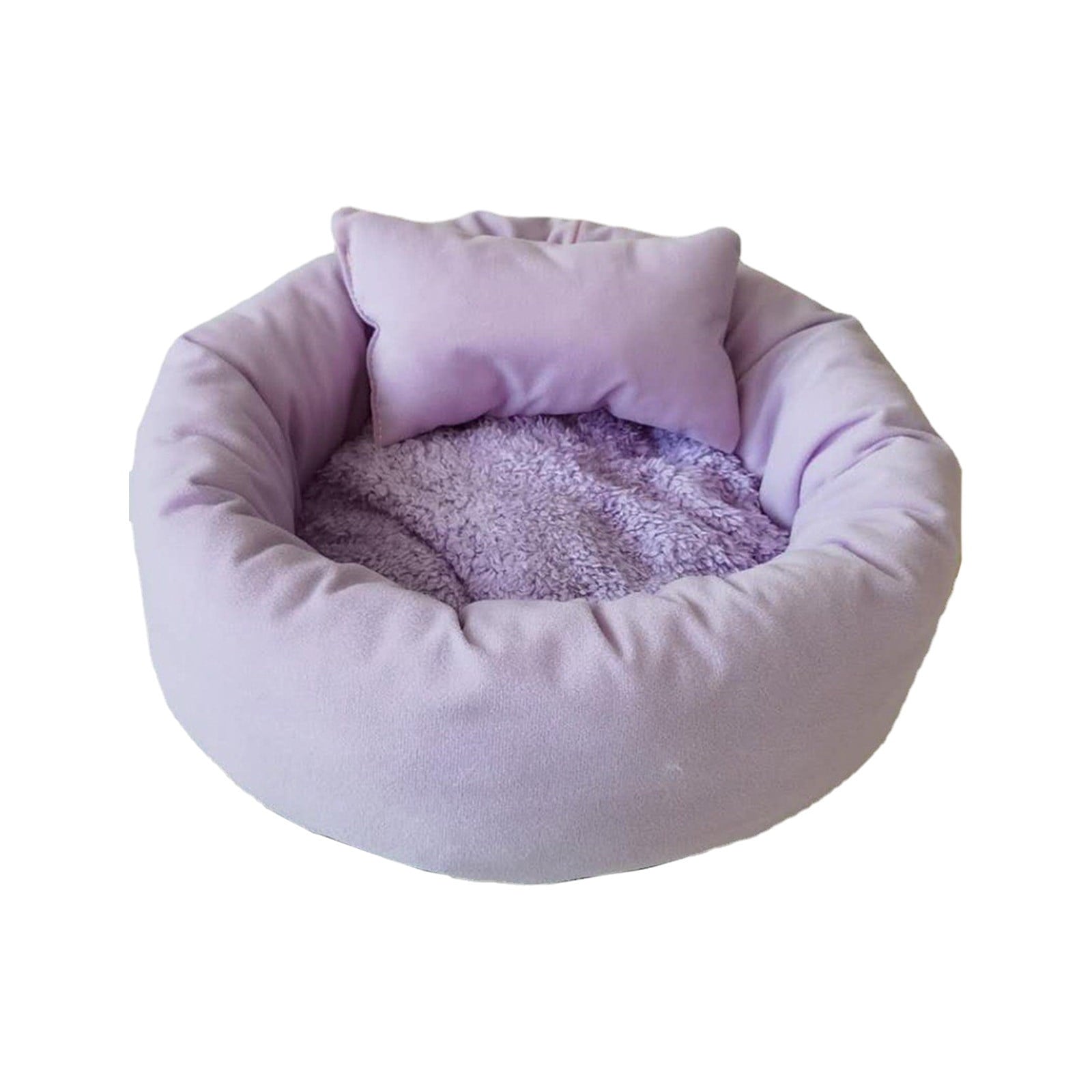 Cat Beds with Pillow for Small Medium Dogs and Cats, Round Dog Puppy Cuddler Bed, Washable Plush Pet Bed Thickened Dog Kennel Mat for Puppy Sleeping, M 45CM