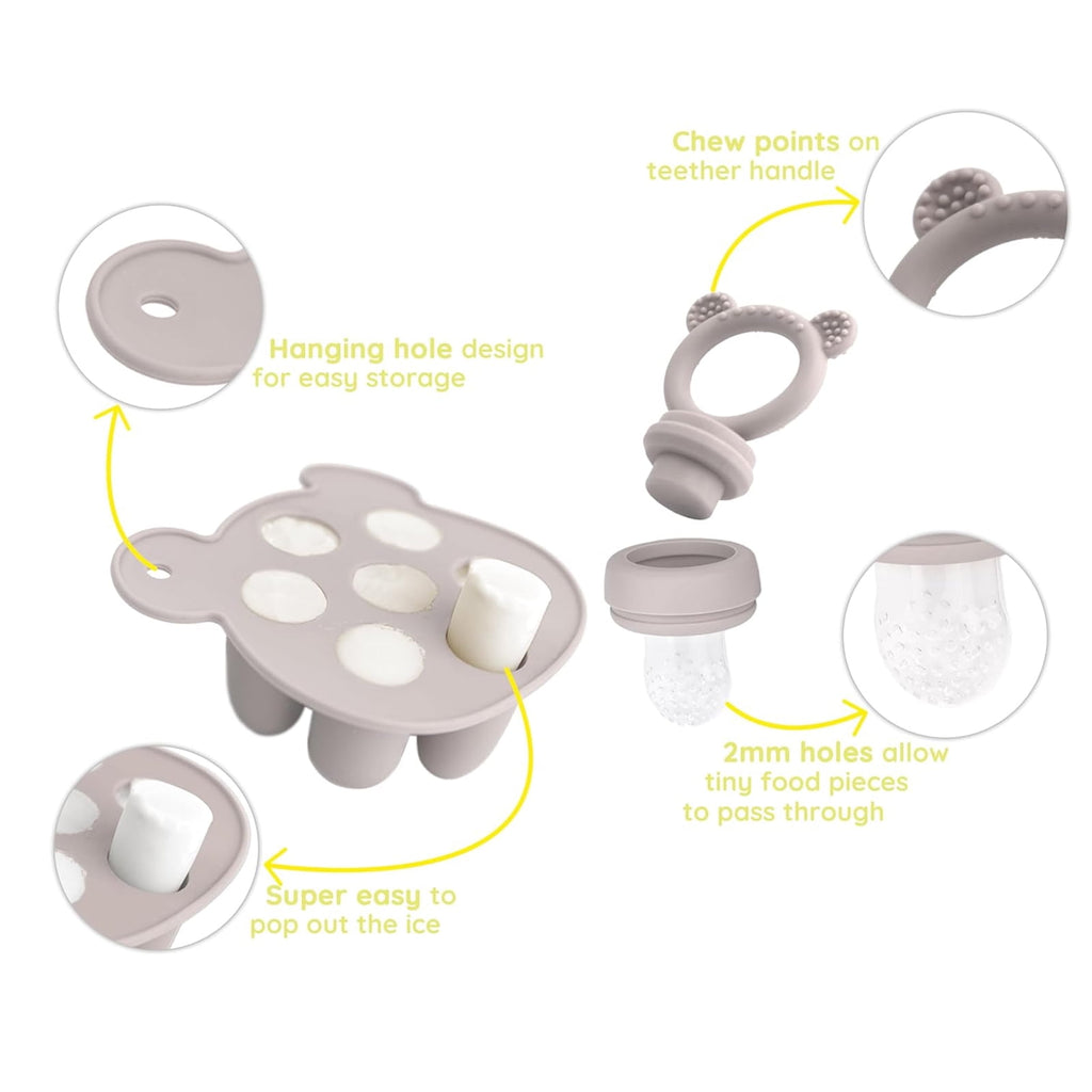 Silicone Baby Fruit Food Feeder Pacifier &amp; Breastmilk Popsicle Freezer Molds, Baby Food Storage Containers Breast Milk Ice Cubes for Baby Teething &amp; Infant Self Feeding, BPA Free (Green)