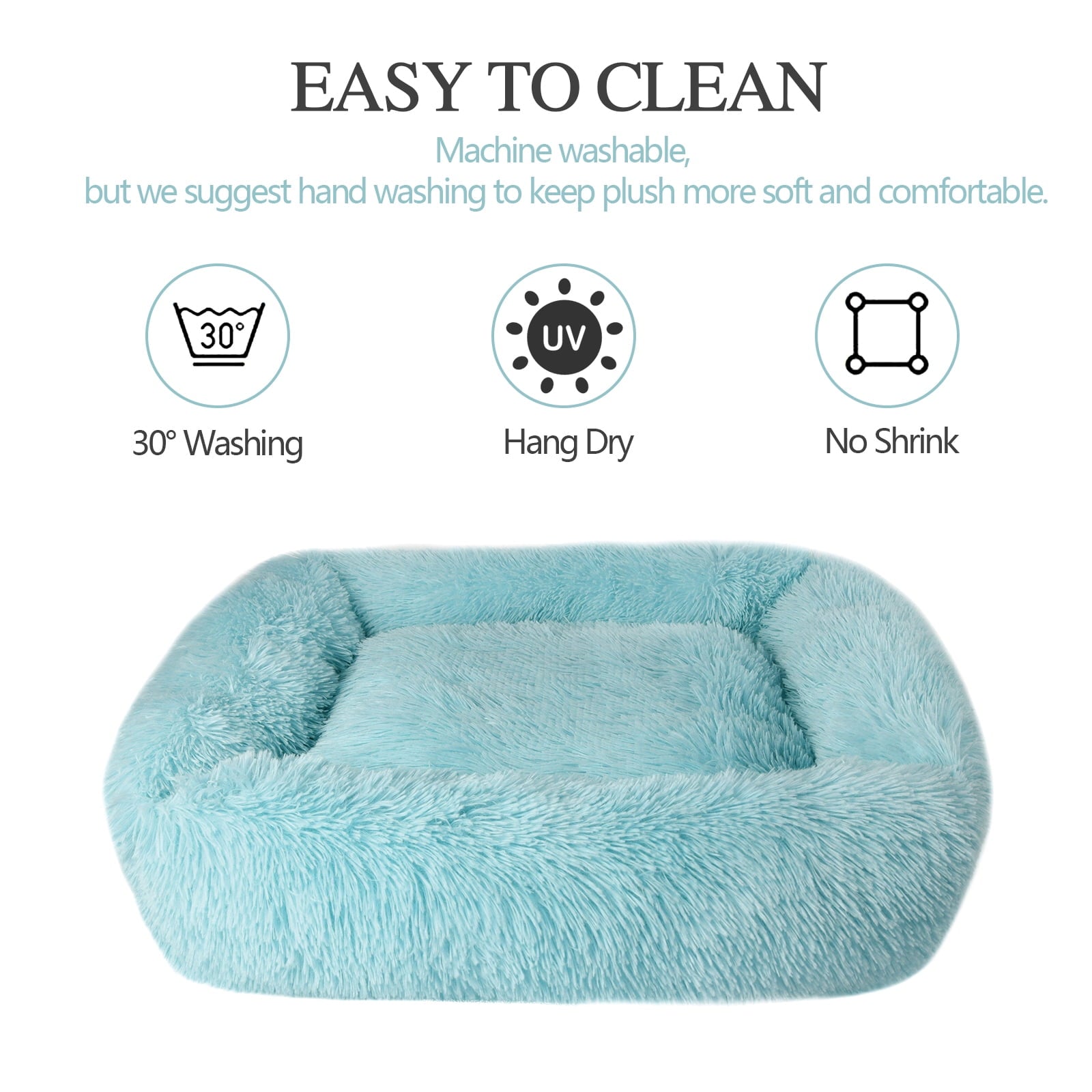 Rectangle Plush Pet Bed Bed for Dogs Cats Kennel Cuddler Crate Cushion Mat Washable