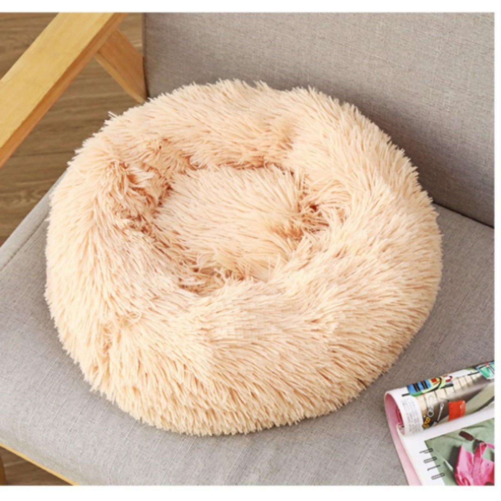 Round Plush Pet Bed for Dogs &amp; Cats, Dog Bed Sleeping Kennel Nest