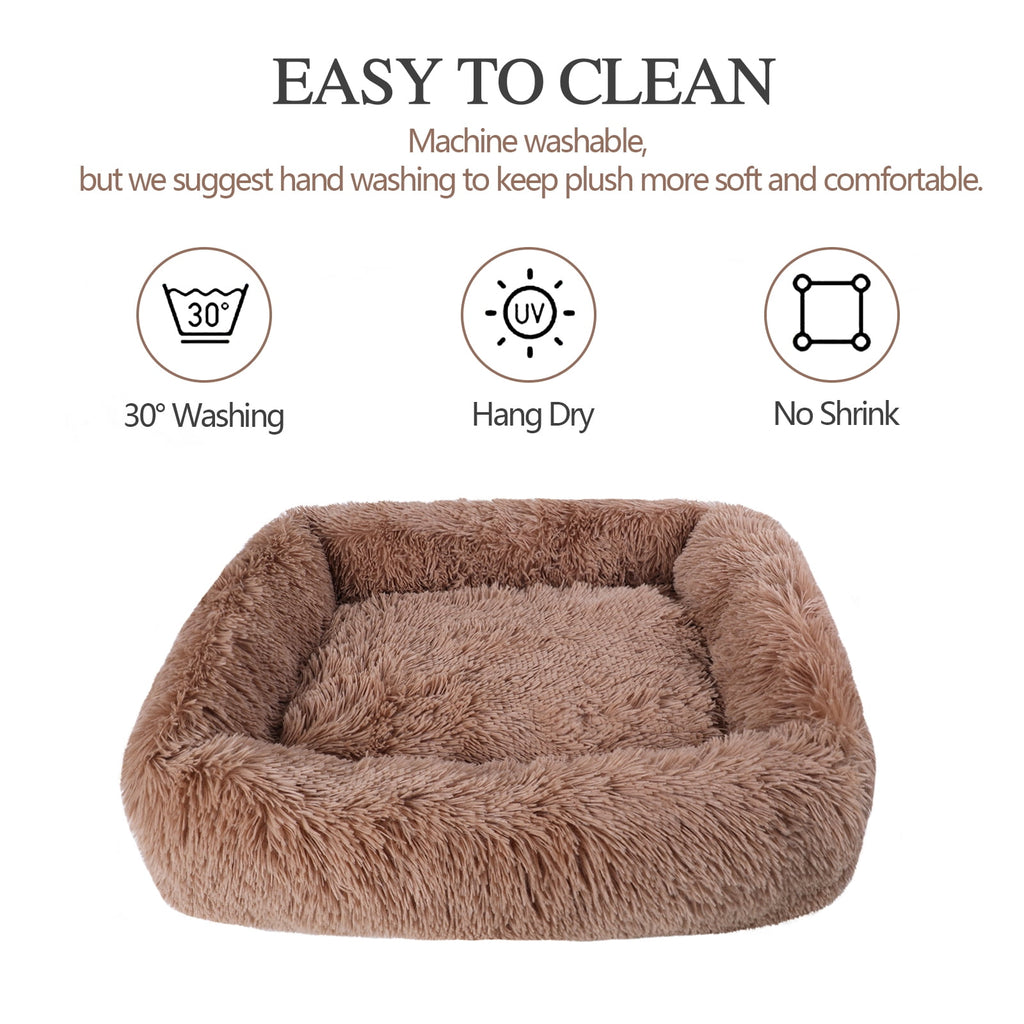 Rectangle Plush Pet Bed Bed for Dogs Cats Kennel Cuddler Crate Cushion Mat Washable