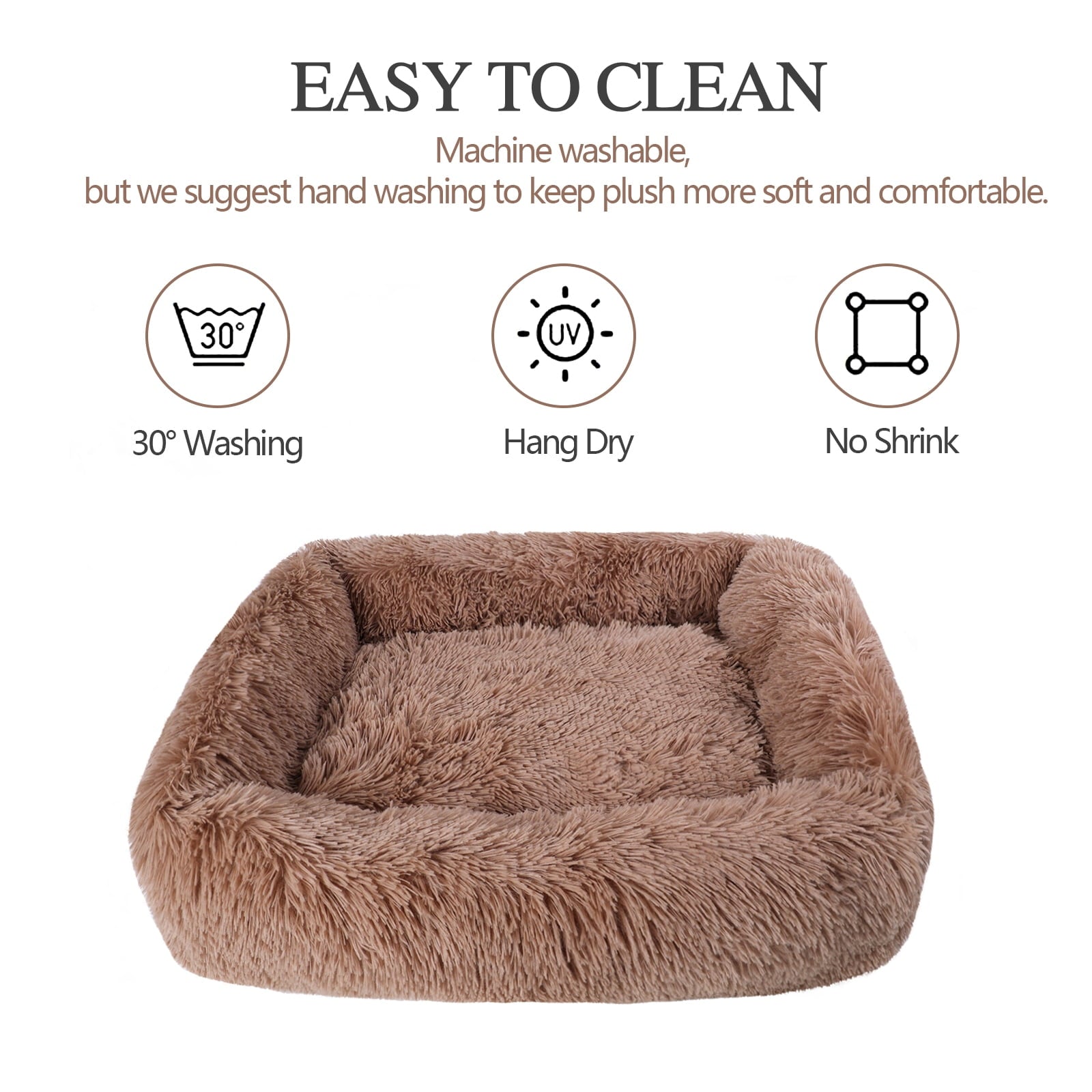 Rectangle Plush Pet Bed Bed for Dogs Cats Kennel Cuddler Crate Cushion Mat Washable