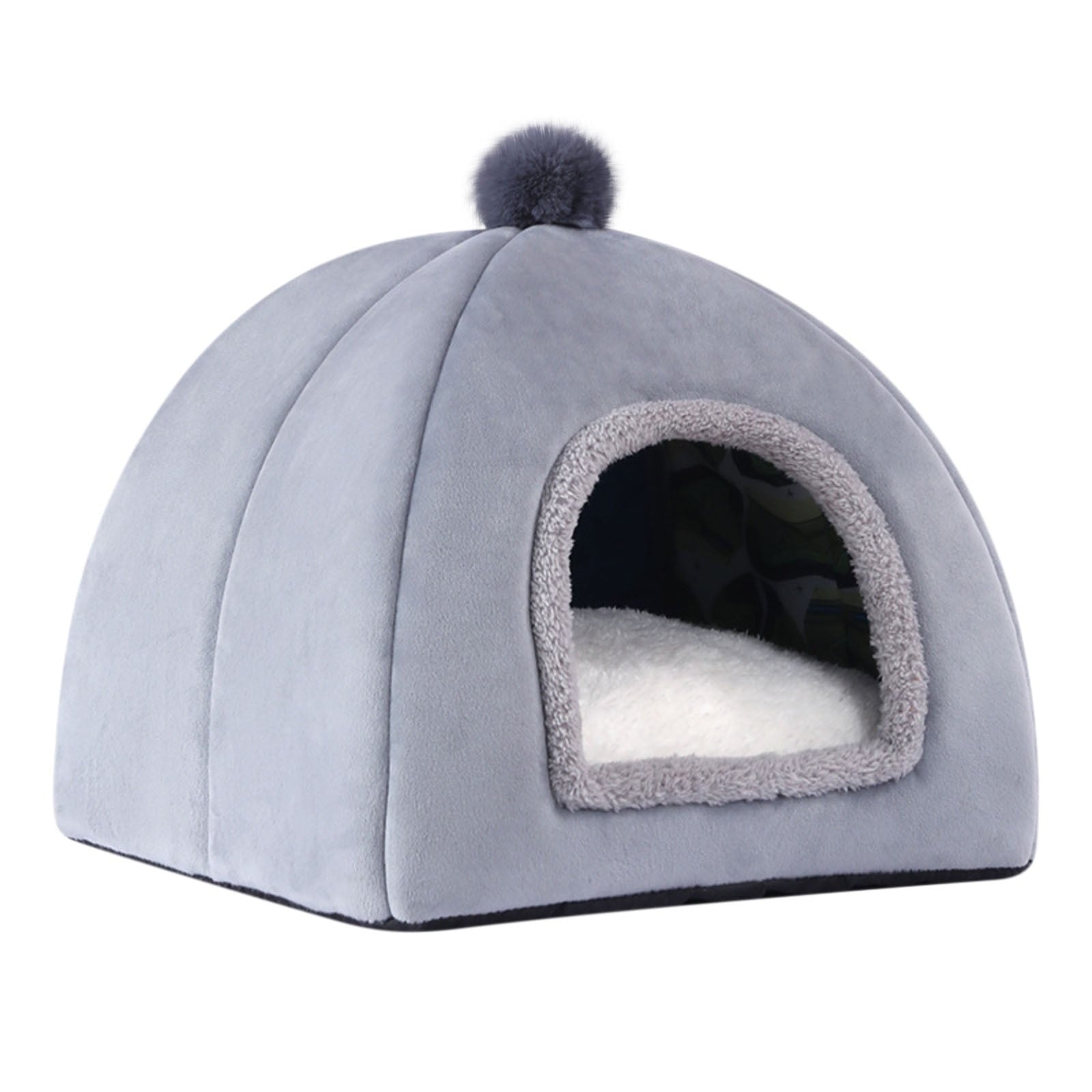 Washable Cat Bed &amp; Dog Bed, Semi-closed Bed for Small Medium Large Pets, Plush Cotton No Deformation Pet Bed on Clearance, Multipleon (11"x 11"x 10", Gray)