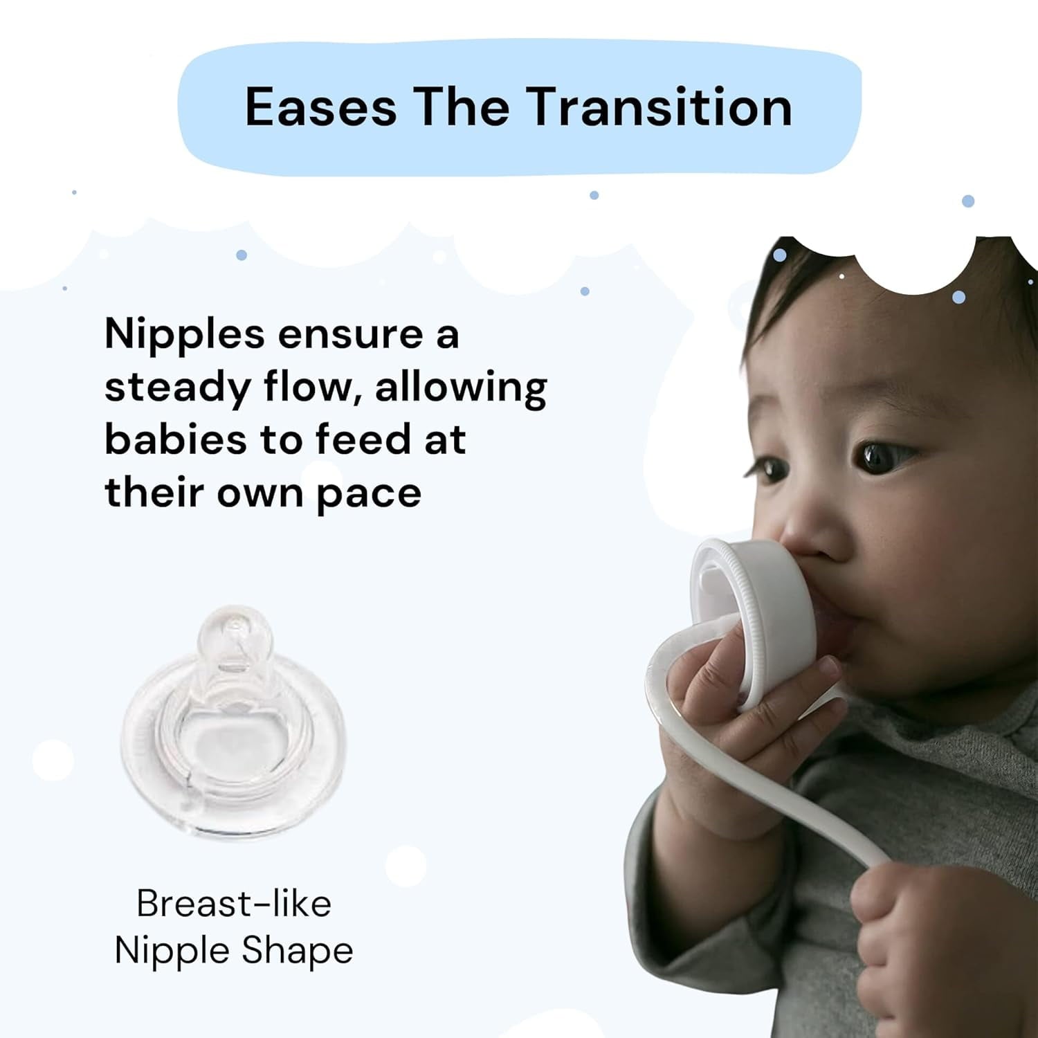 Hands-Free Baby Bottle - Self Feeding System 9 oz (2 Pack - Blue)