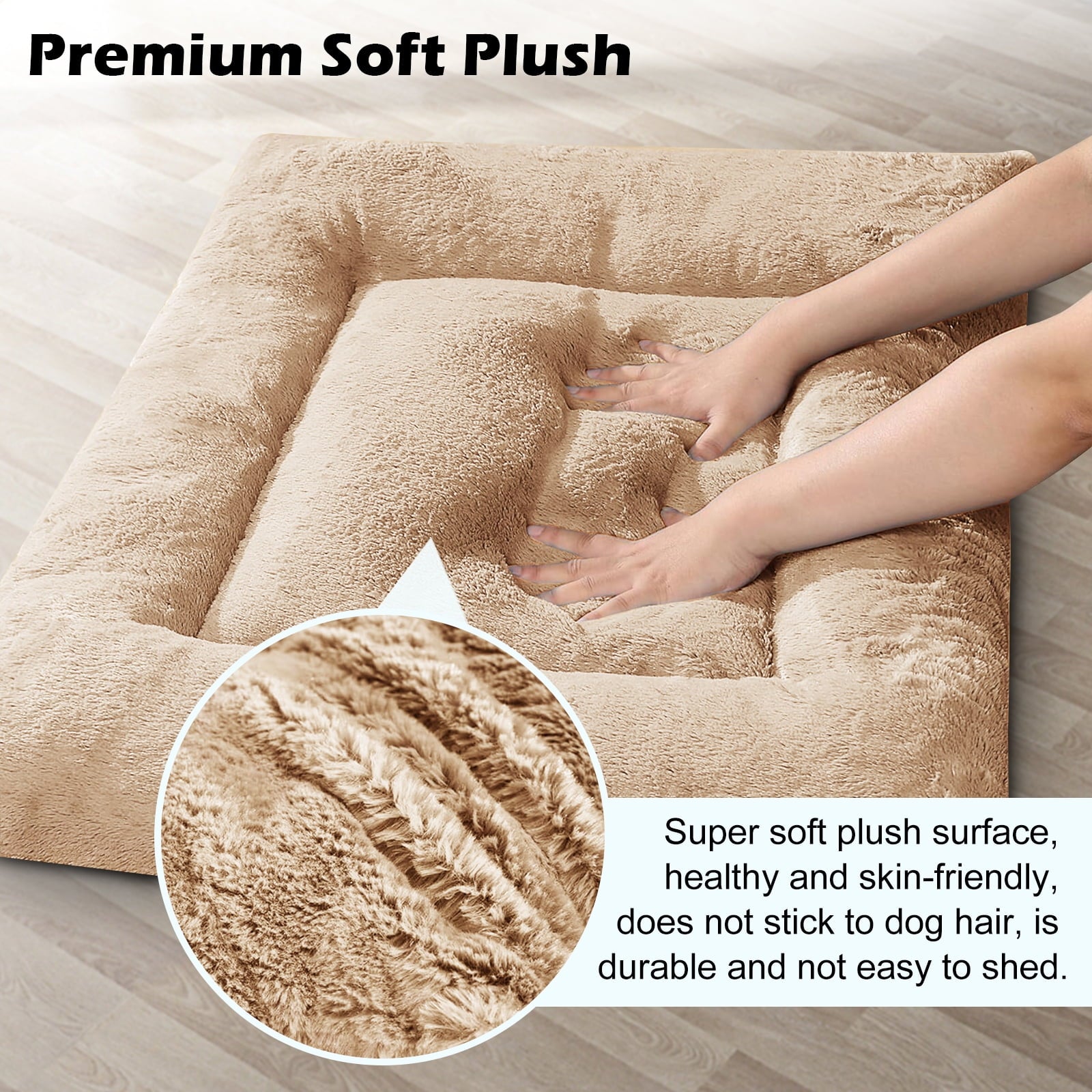 Plush Washable Dog Bed Ultra Dog Crate Mat Kennel Pad Anti-Slip Pet Sleeping Bed for Small Medium Large Dogs,Gray 36" x 23"