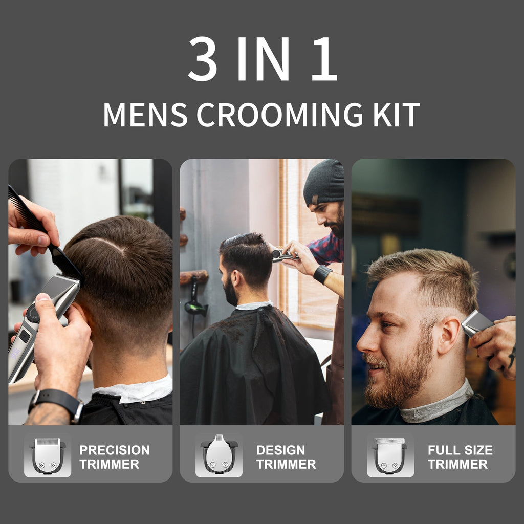 Beard Trimmer for Men, Hair Clippers for Men 3 in 1 Grooming Shaving Kit for Face, Mustache, Body, Ear, Nose, Cordless Barber Clippers for Hair Cutting