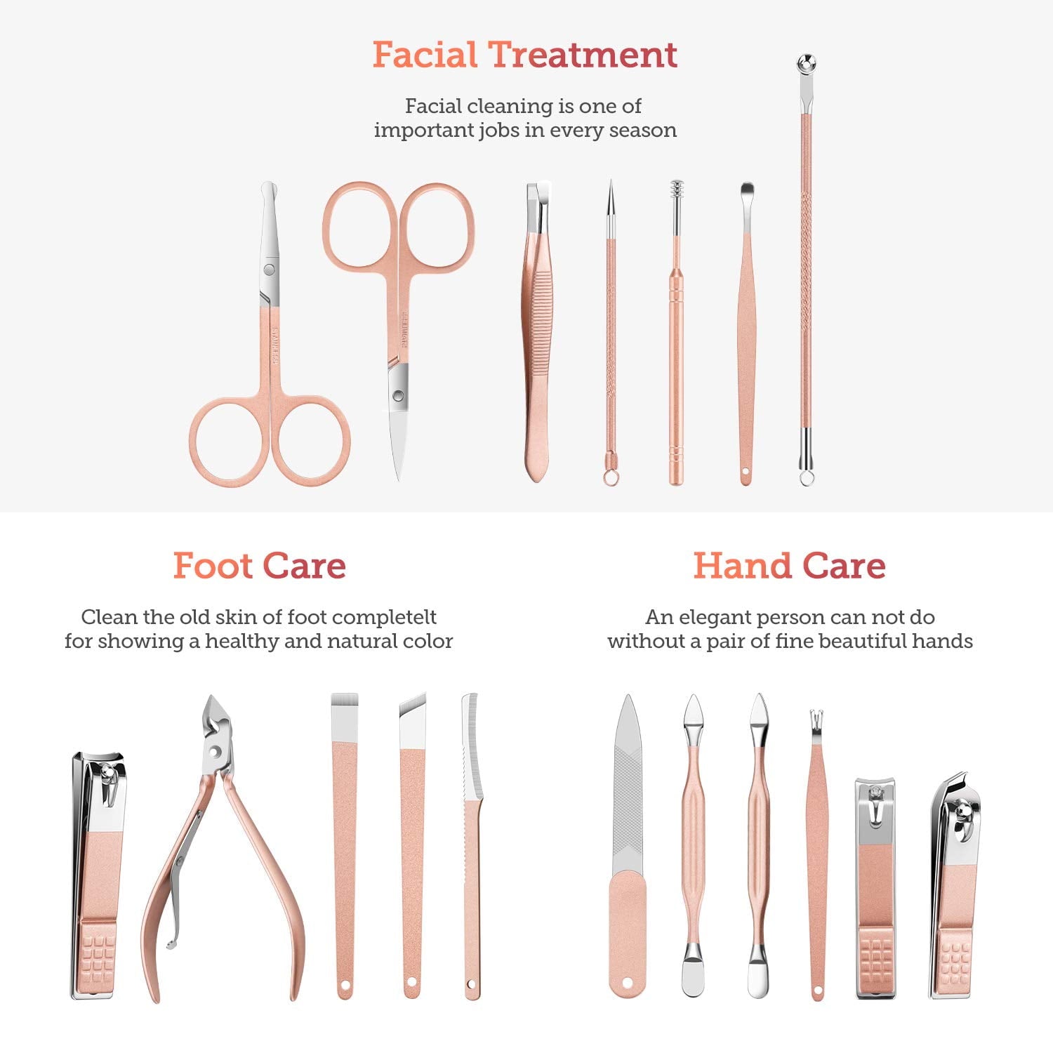 Manicure Set, Pedicure Kit, Nail Clippers, Grooming Kit, Nail Tools 18 In 1 with Luxurious Travel Case For Men and Women Upgraded Version