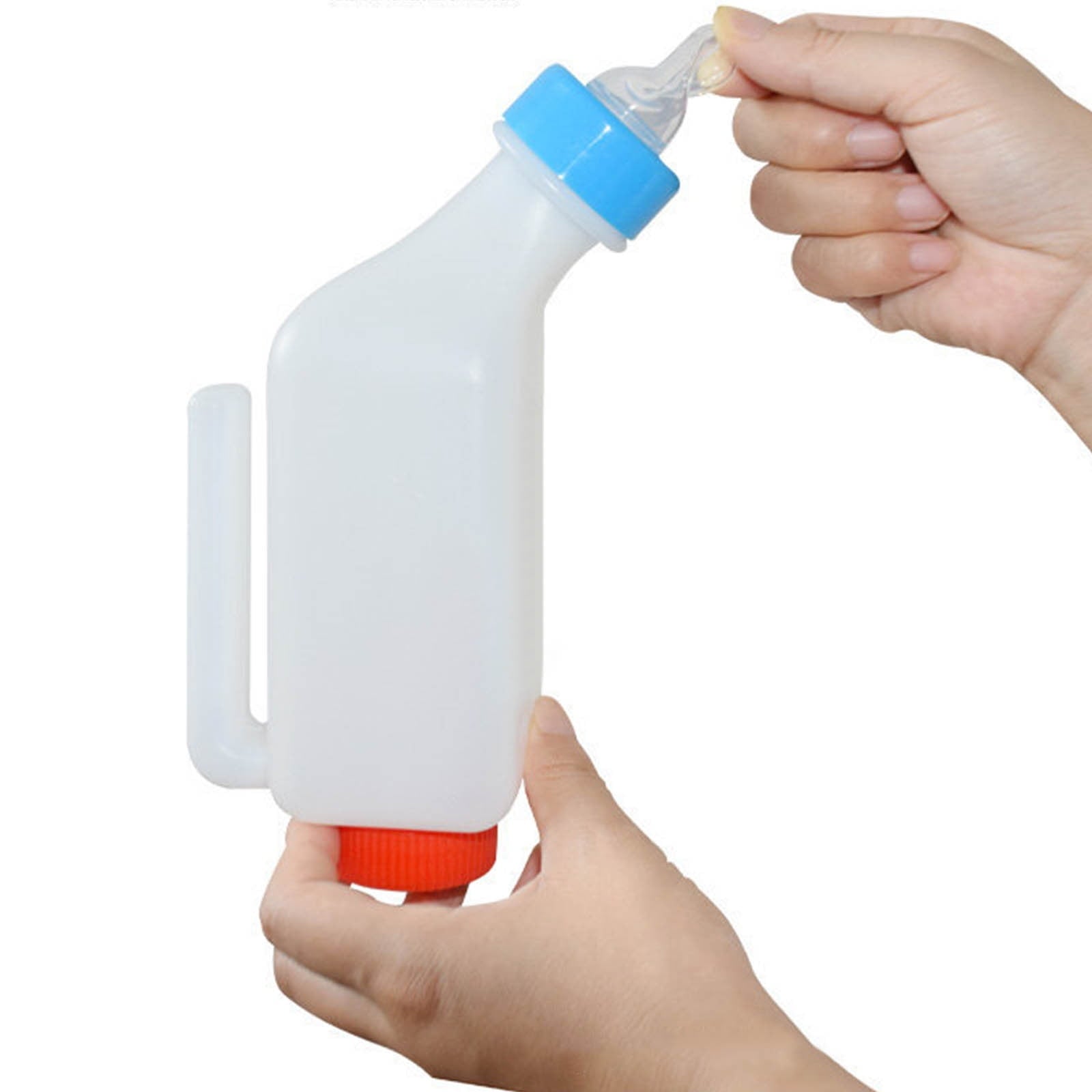 YAMB Goat Bottles for Feeding Baby Goats,500ml Lamb Baby Bottles with Nipple,With Scale Hanging Plastic Milk Feeder Bottle,Little Goat Sheep Nursing Bottle,Feeder for Farm Animal,1 Pc