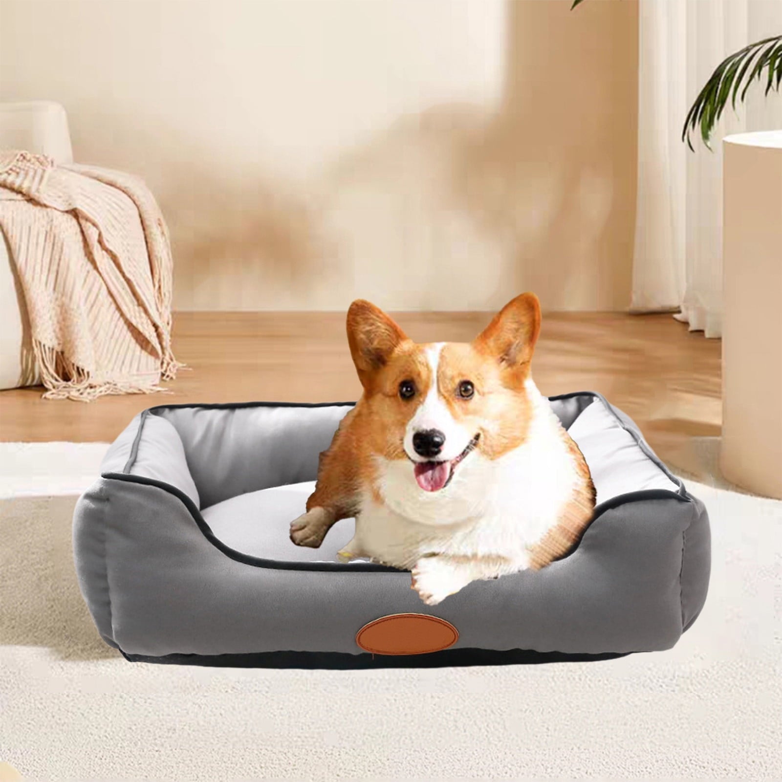 Dog Bed for Large Medium Small Dogs, Rectangle Washable Sleeping Puppy Bed, Cat Beds for Indoor Cats, Pet Sofa Bed, Anti-Slip Bottom