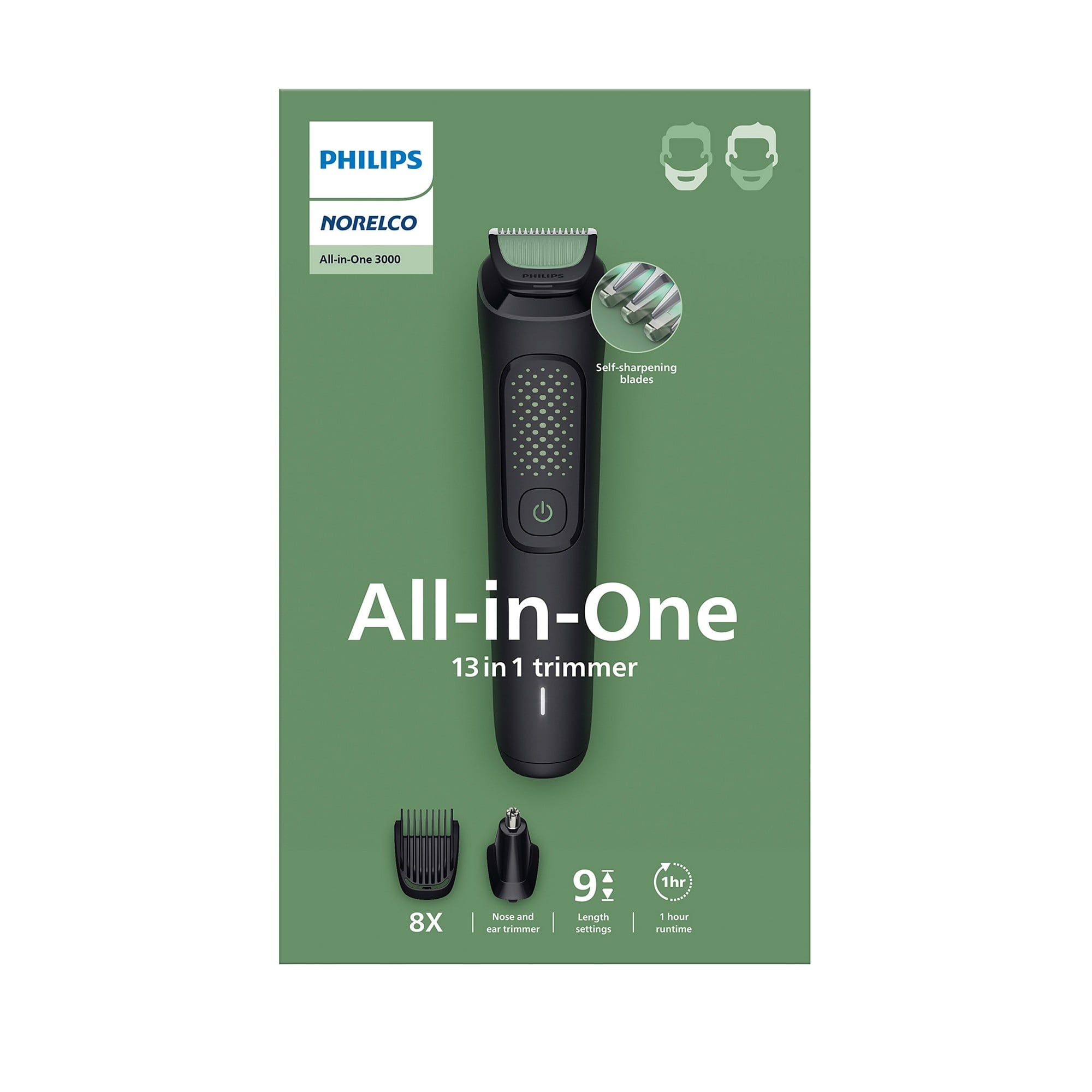 All-In-One 3000 Series 13 In 1 Trimmer, Beard Styler &amp; Men'S Hair Clipper, 9 Length Settings &amp; Self-Sharpening Skin-Friendly Blades, MG3919/50