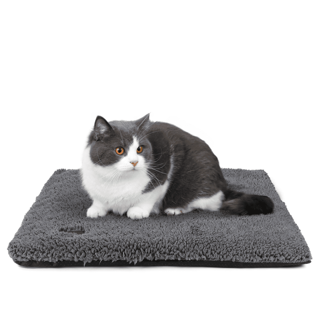 Self Warming Cat Bed for Indoor Cats Self Heating Pet Pad with Removable Washable Cover Non Slip Dog Bed for Small Dogs, Gray, 24*18