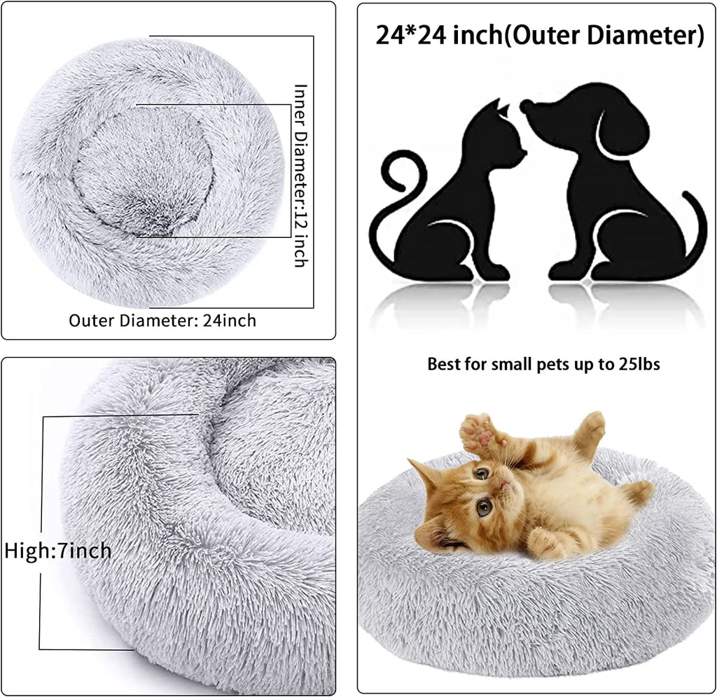 Dog Bed &amp; Cat Bed, Puppy Bed Warming Round Pet Bed, Donut Bed
