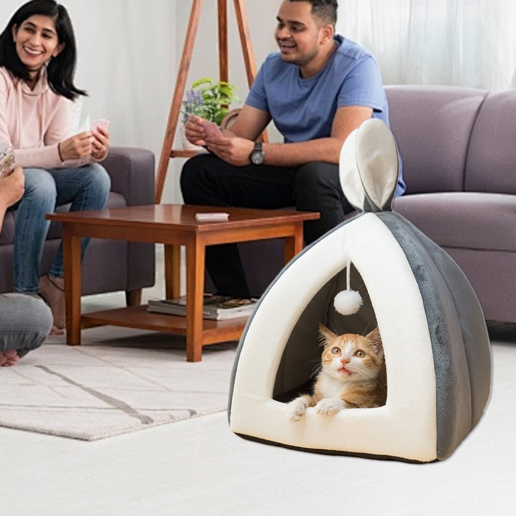 Washable Cat Bed &amp; Dog Bed, Semi-closed Bed for Small Medium Large Pets, Plush Cotton No Deformation Pet Bed on Clearance, Multipleon (11"x 11"x 10", Gray)