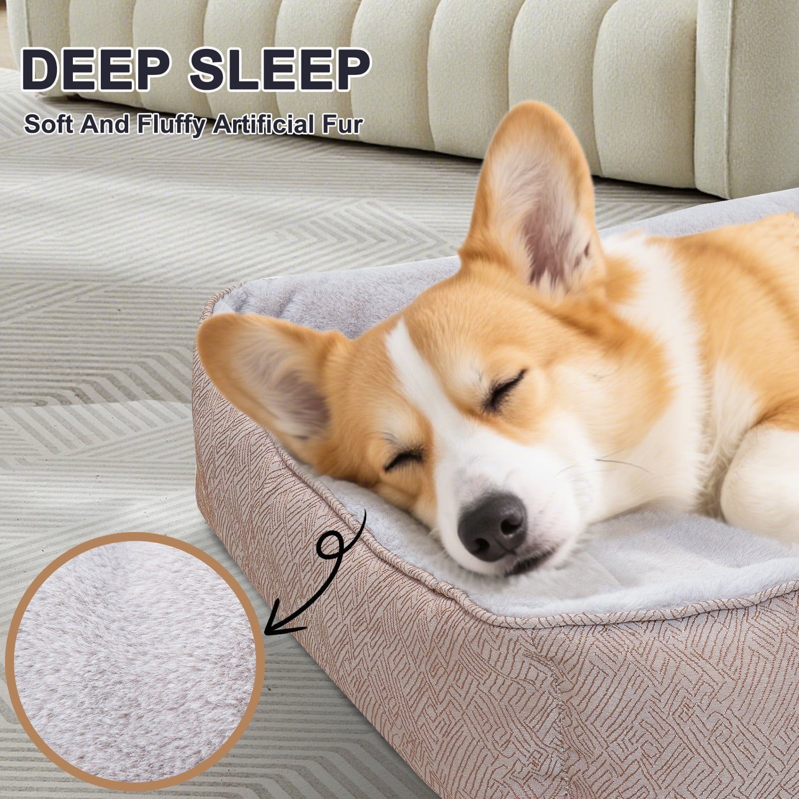Dog Bed Washable Pet Bed, Anti Anxiety Cat Bed &amp; Sofa, Cute Plush Dog Mat for Small Dog
