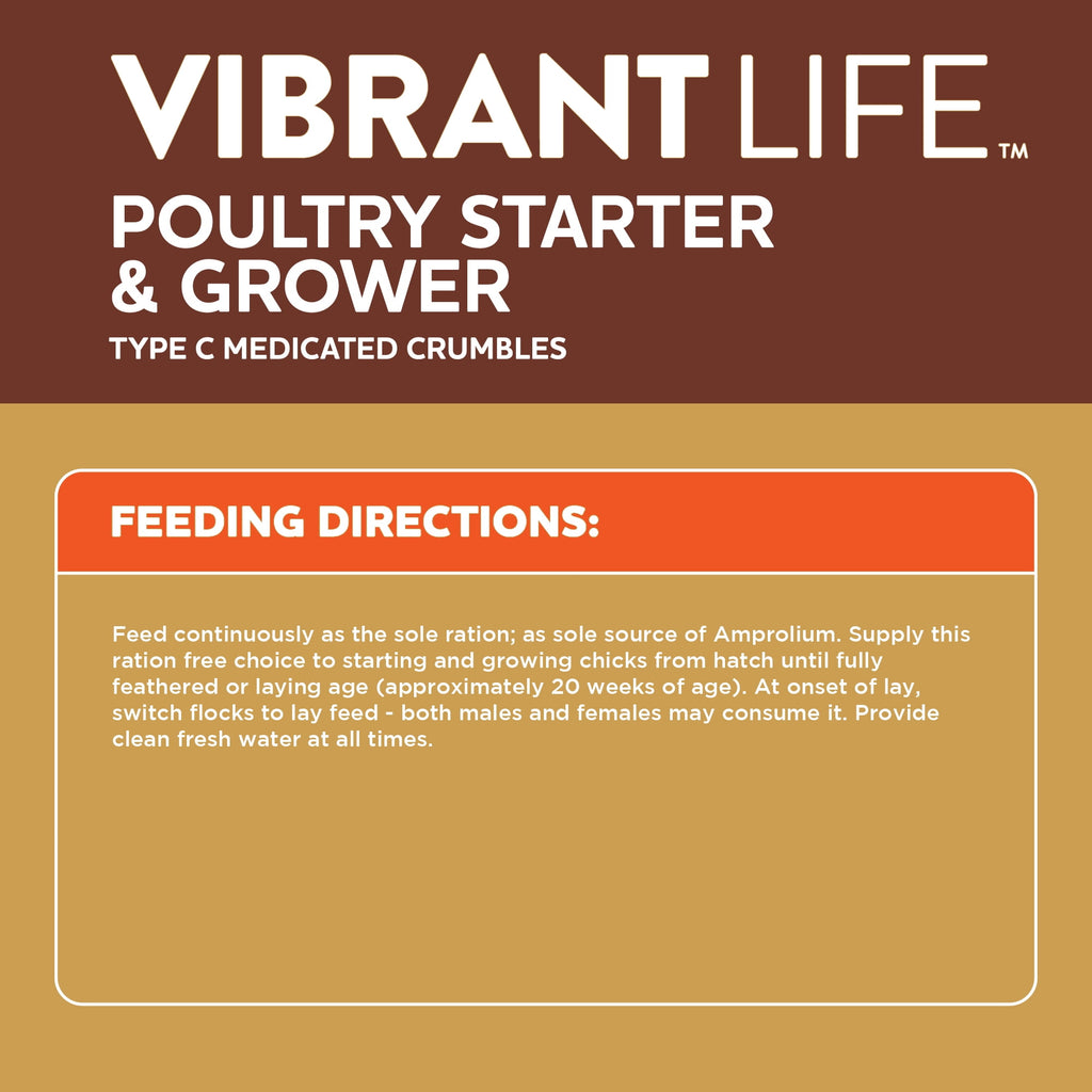 Poultry Starter and Grower Type C Medicated Crumbles, 5 lb Bag
