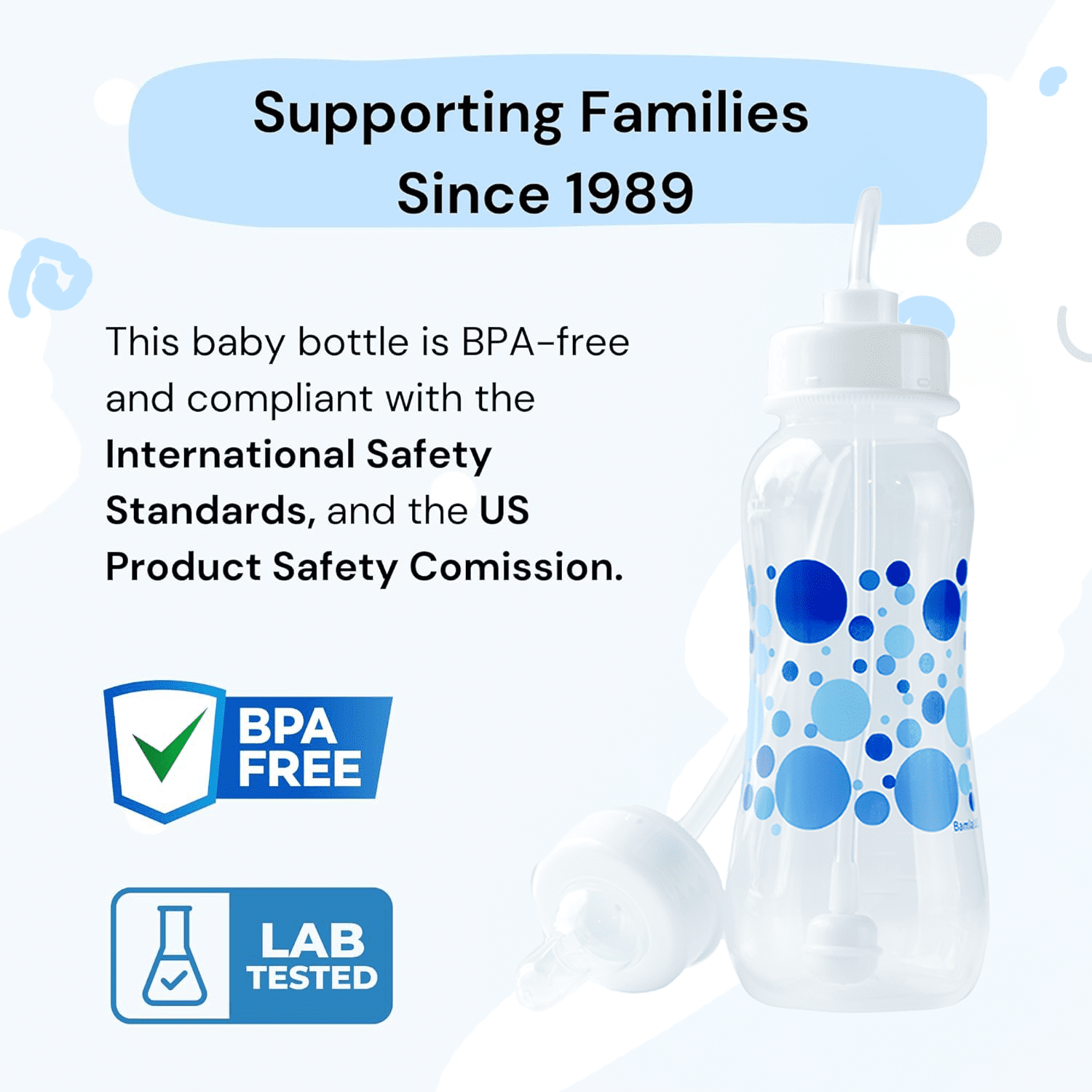 Hands-Free Baby Bottle - Self Feeding System 9 oz (2 Pack - Blue)