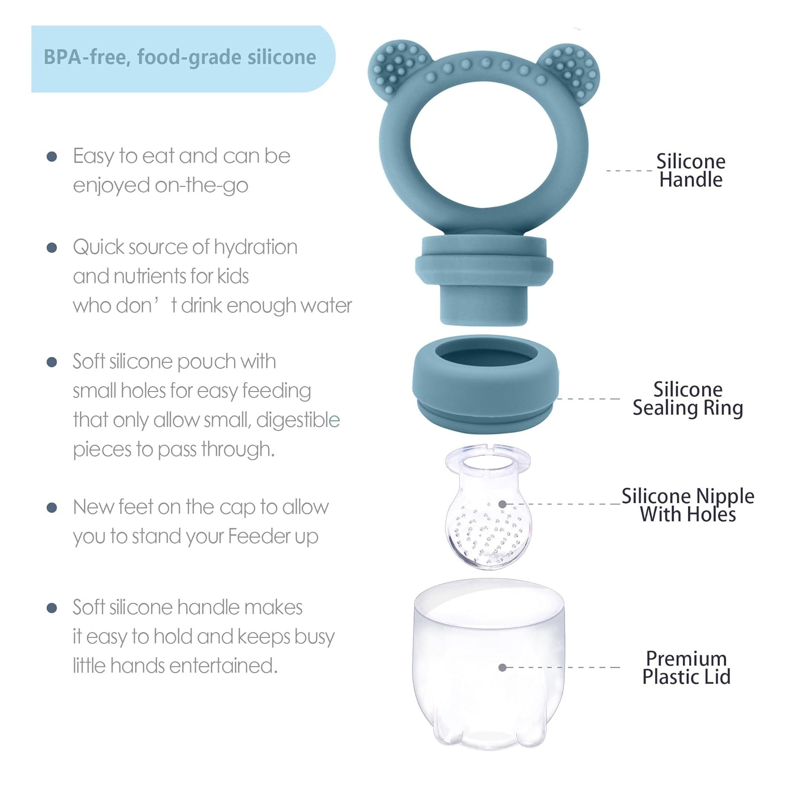 Silicone Baby Fruit Food Feeder Pacifier &amp; Breastmilk Popsicle Freezer Molds, Baby Food Storage Containers Breast Milk Ice Cubes for Baby Teething &amp; Infant Self Feeding, BPA Free (Green)