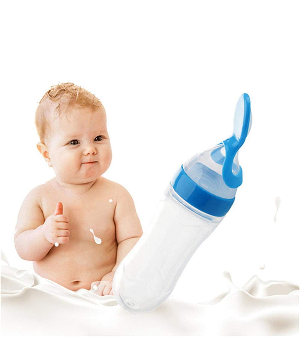90ml Silicone Feeding Bottle with Spoon for Baby Toddler Food Rice Cereal Feeder Bottles