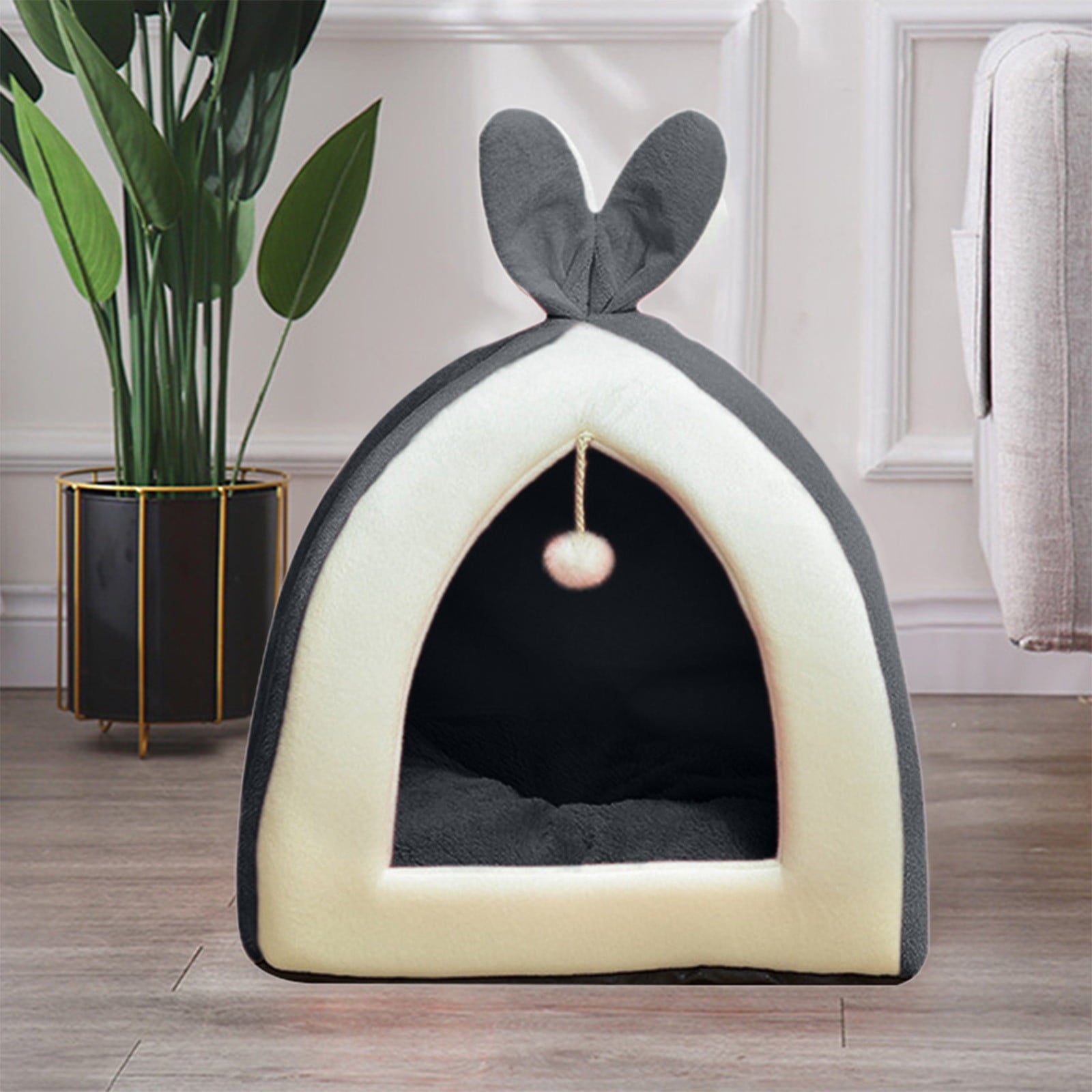 Washable Cat Bed &amp; Dog Bed, Semi-closed Bed for Small Medium Large Pets, Plush Cotton No Deformation Pet Bed on Clearance, Multipleon (11"x 11"x 10", Gray)