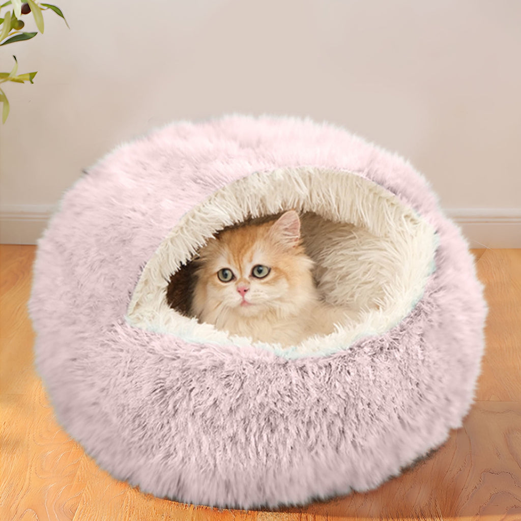 Washable Cat Bed &amp; Dog Bed, Semi-closed Bed for Small Medium Large Pets, Plush Cotton No Deformation Pet Bed on Clearance, Multipleon (11"x 11"x 10", Gray)