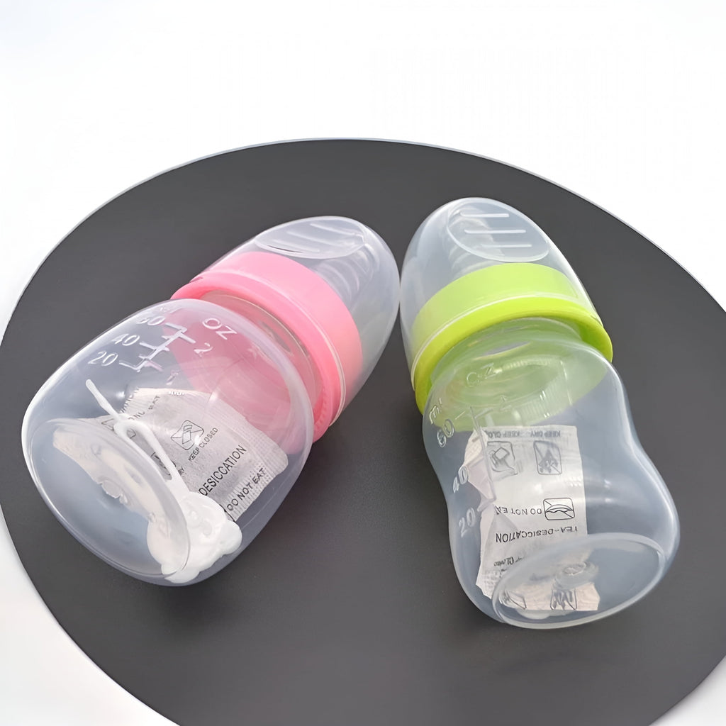 BESTSKY 1Pc Feeding Bottle Feed &amp; Soothe Set Candy Bottle Mini Practical Pacifier Creative Blue Juice Bottle with Pacifier for Baby Doll-Green(2 oz)