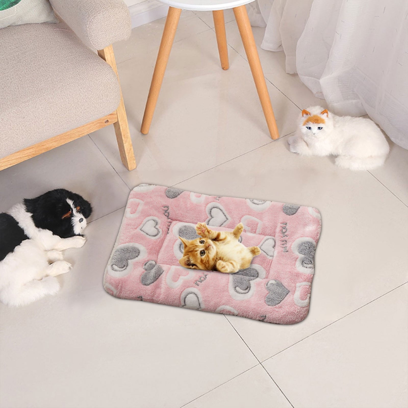 Washable Dog Bed - Plush Dog Crate Beds Comfy Kennel Pad, , Thick, Pet Sleeping Mat, 24x16 Inch, Gray
