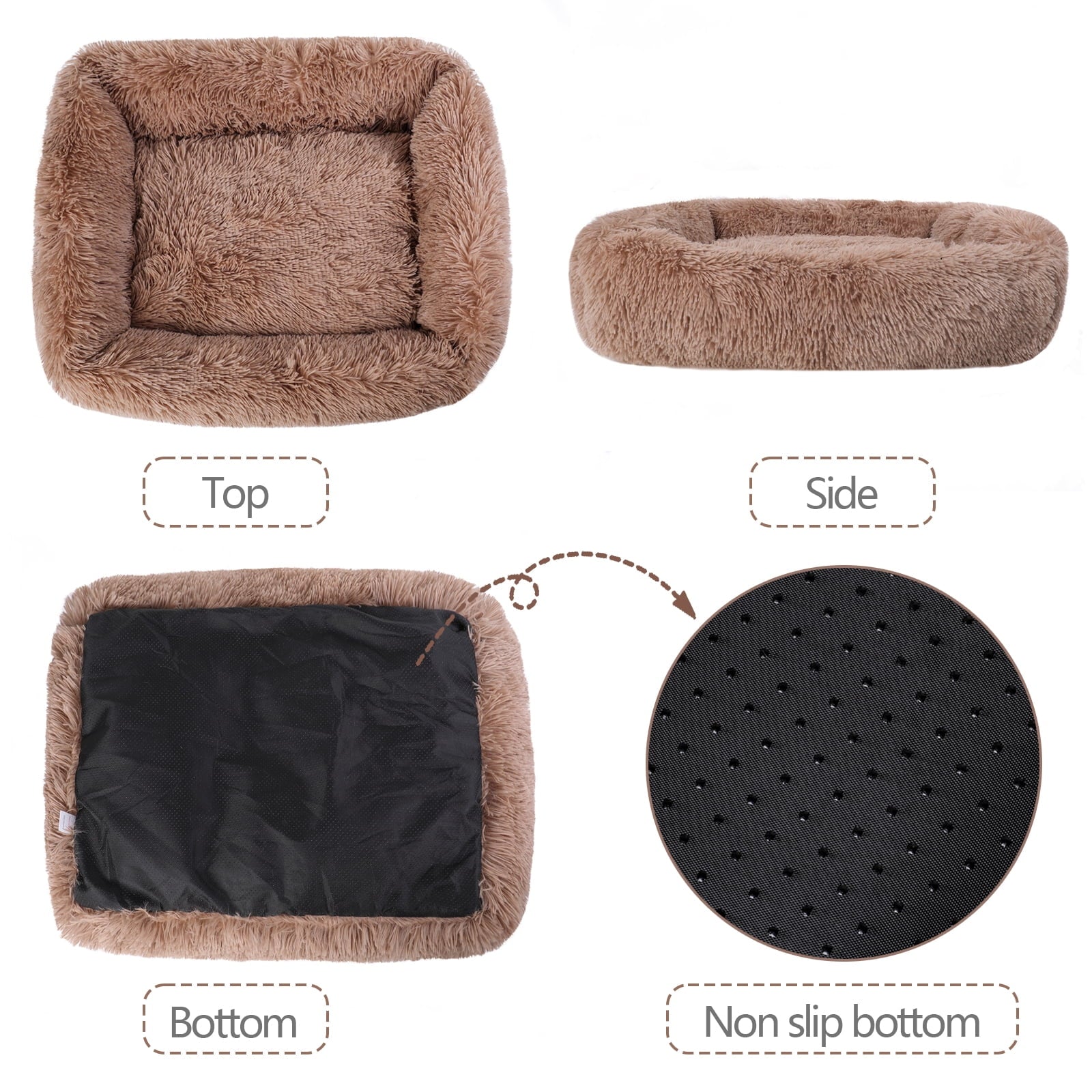 Rectangle Plush Pet Bed Bed for Dogs Cats Kennel Cuddler Crate Cushion Mat Washable