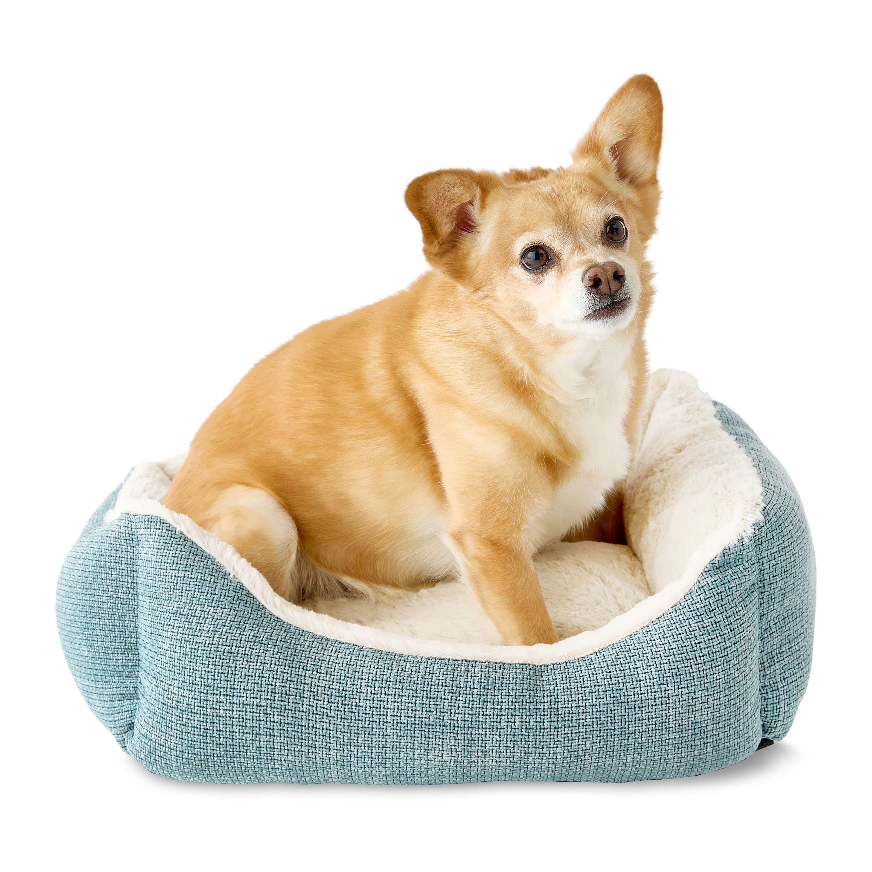 Small Luxe Cuddler Dog Bed, Blue, 17" x 21"