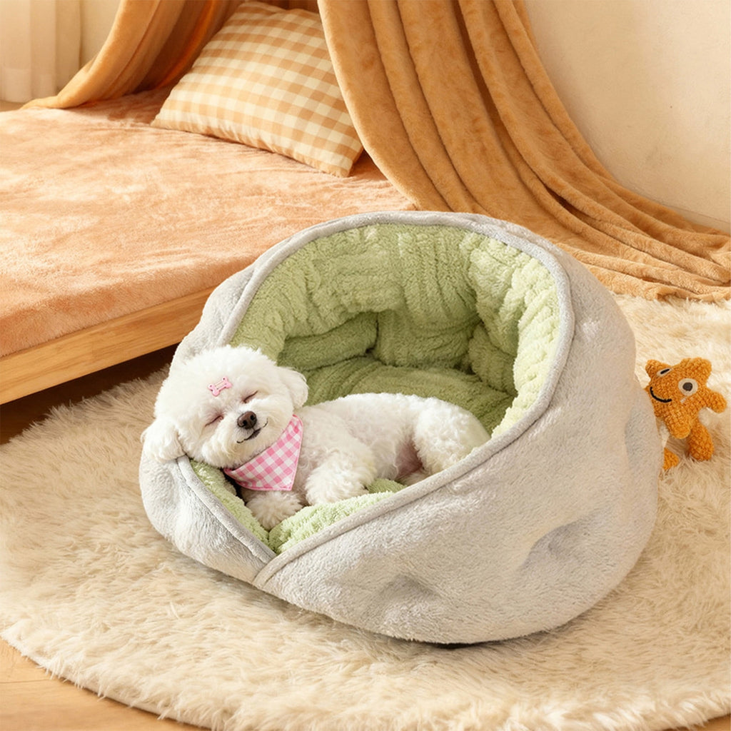 Reversible Winter Pet Bed and Mat Dual-Sided Plush Dog Cat Bed Removable Washable Cover for Crate Sofa or Floor