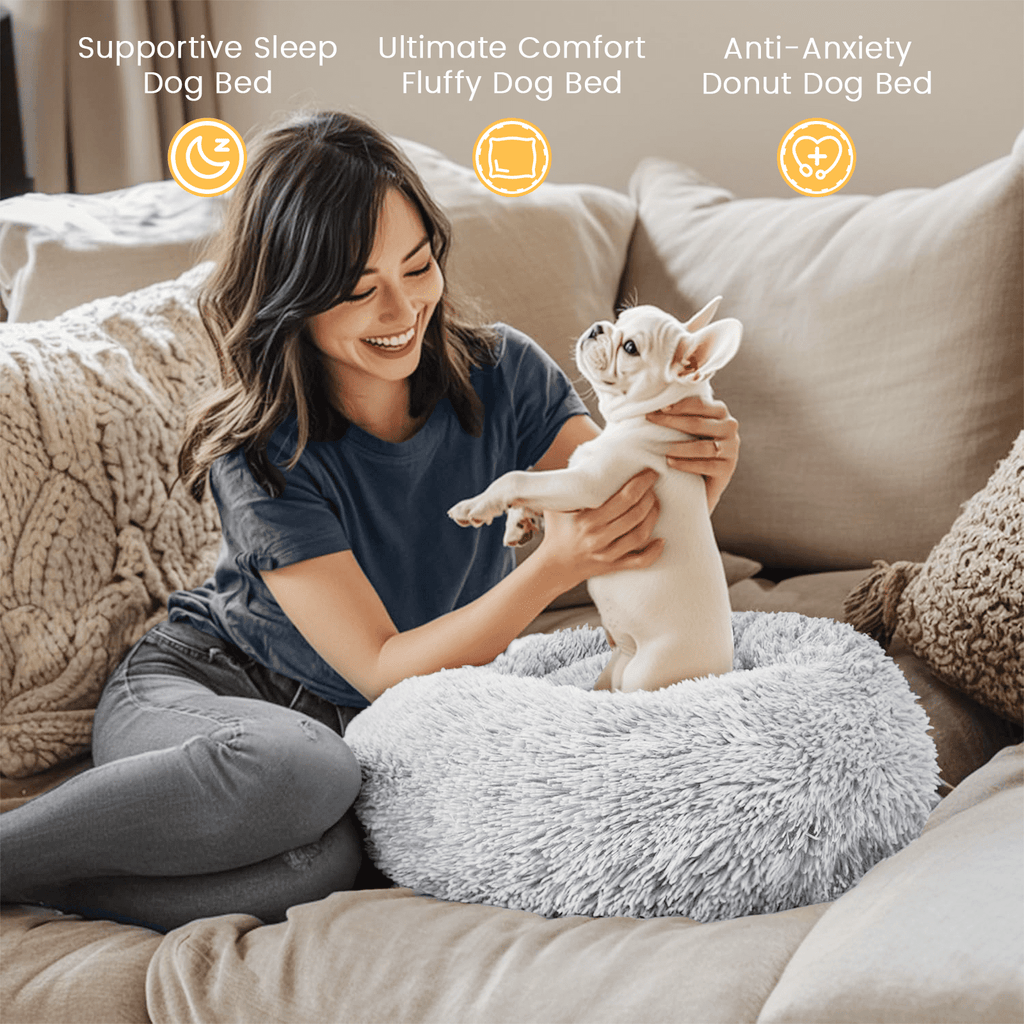 20 Inch Donut Dog Bed for Small Dogs, Round Pet Bed, Washable Dog Bed for Small Medium Dogs and Cats