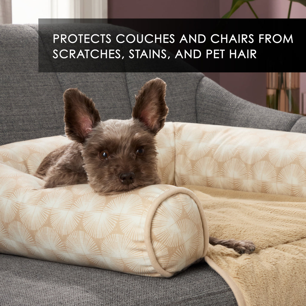NEW YORK PET Kendall Fluted Geo Couch Protector Pet Bed, &amp; , Water Repellent, Bottom, , Blue, Large 40"x23"x4"