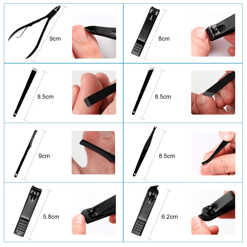 15-Piece Nail Clipper Manicure Set for Adult Women Men Grooming Pedicure Kit Stainless Steel for Facial Cuticle with Leather Travel Care