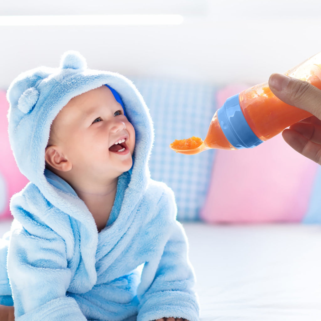 Pedty 1* Squeezed Feeding Spoon,1pc Silicone Baby Food Bottle Spoon Feeder For Baby Toddler Infant Cereal Food Supplement 120ml