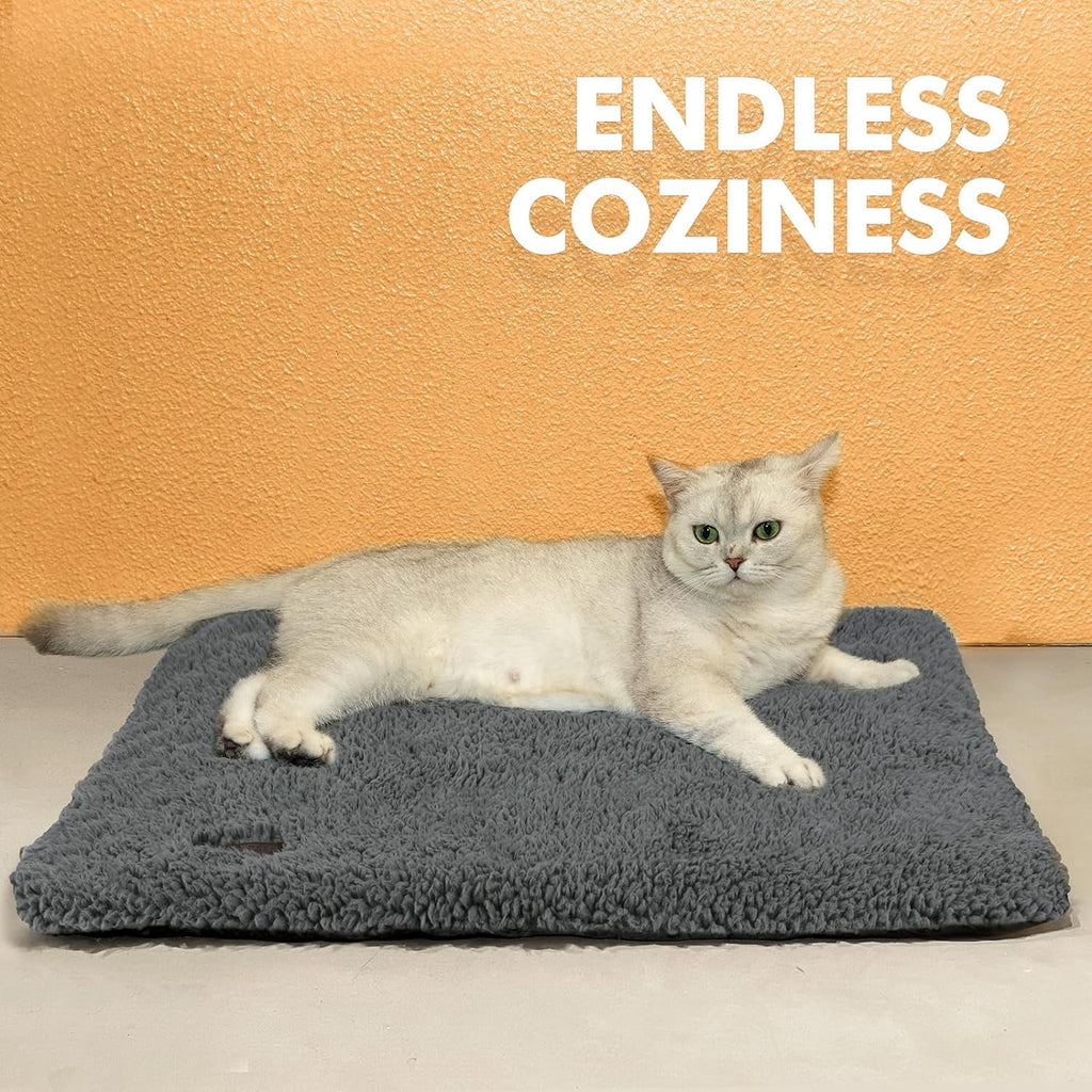 Self Warming Cat Bed for Indoor Cats Self Heating Pet Pad with Removable Washable Cover Non Slip Dog Bed for Small Dogs, Gray, 24*18