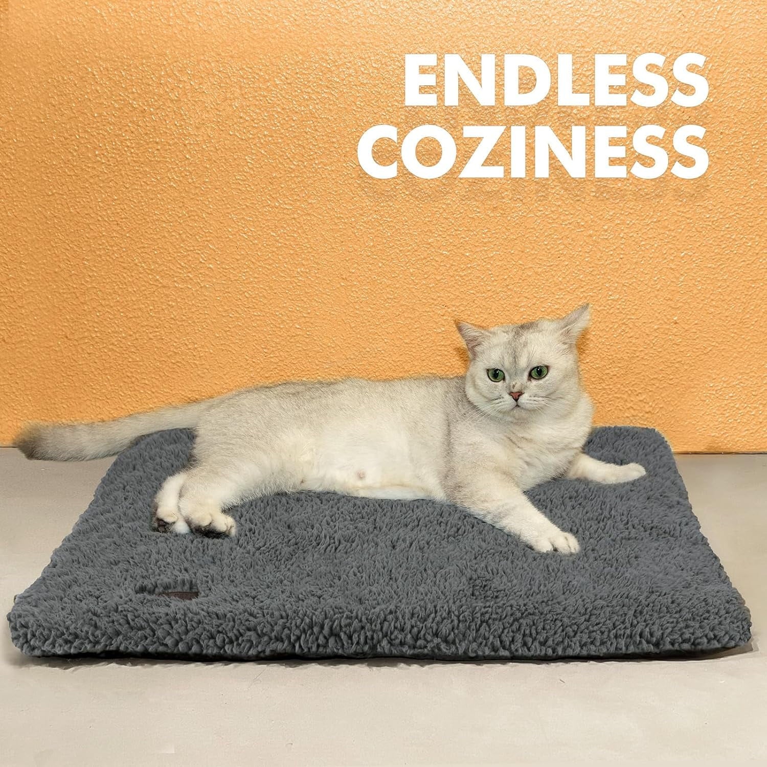 Self Warming Cat Bed for Indoor Cats Self Heating Pet Pad with Removable Washable Cover Non Slip Dog Bed for Small Dogs, Gray, 24*18