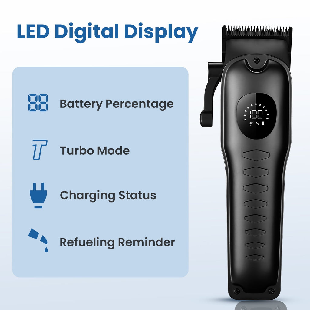 Hair Clippers for Men: Cordless Hair Clipper Trimmer with LED Display - Mens Clippers and Grooming Set, Barber Clippers Set