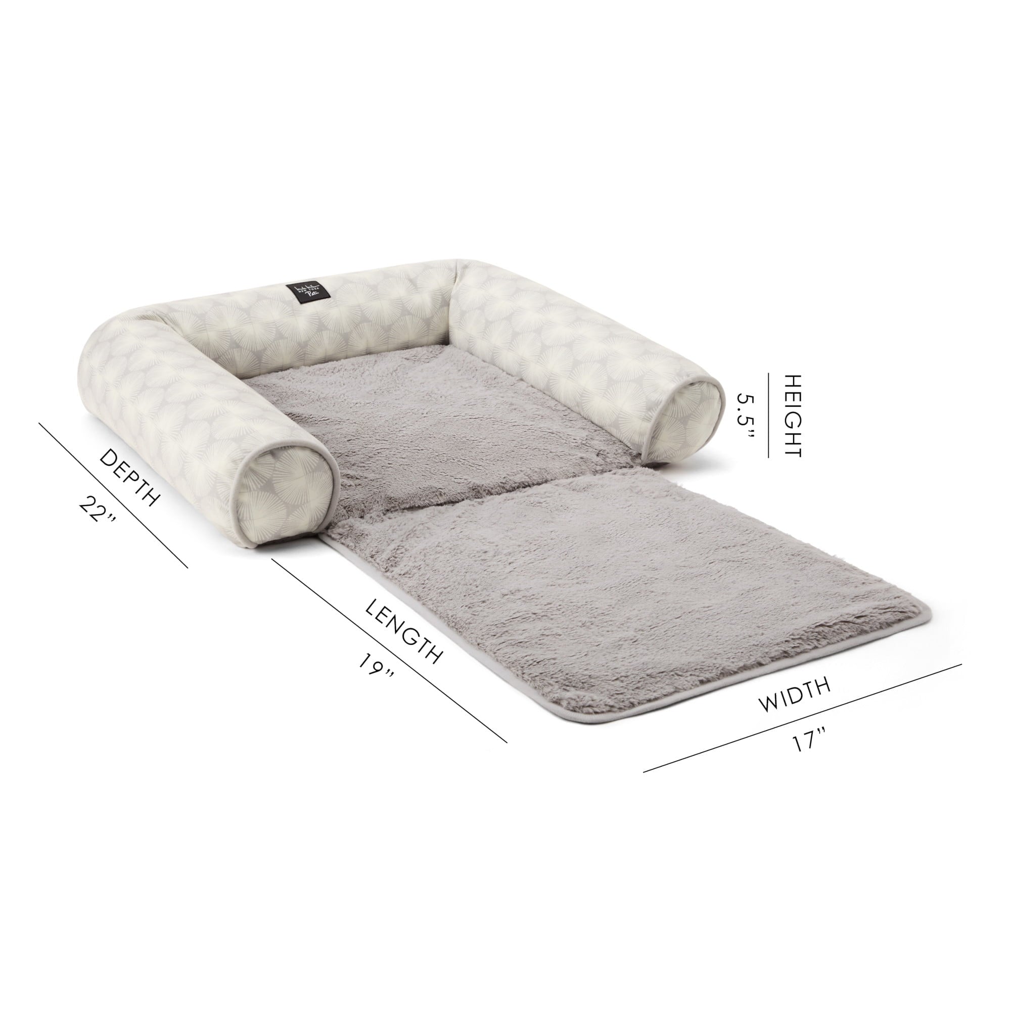 NEW YORK PET Kendall Fluted Geo Couch Protector Pet Bed, &amp; , Water Repellent, Bottom, , Blue, Large 40"x23"x4"