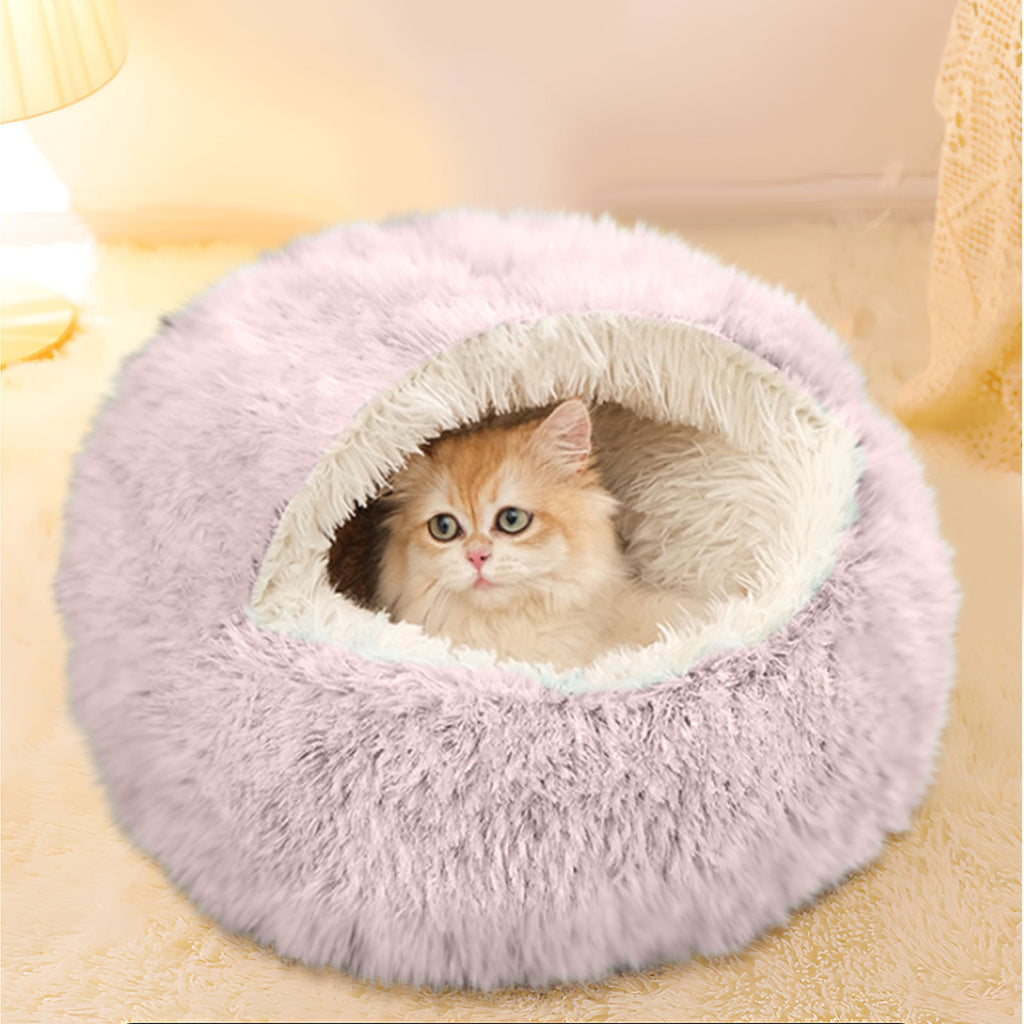 Washable Cat Bed &amp; Dog Bed, Semi-closed Bed for Small Medium Large Pets, Plush Cotton No Deformation Pet Bed on Clearance, Multipleon (11"x 11"x 10", Gray)