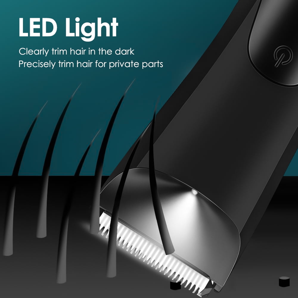 Electric Body Hair Trimmer for Men, Grooming Trimmer, Beard and Body Shaver with LED Light, Digital LCD Display for Underarm, Leg, Chest, Head Styling